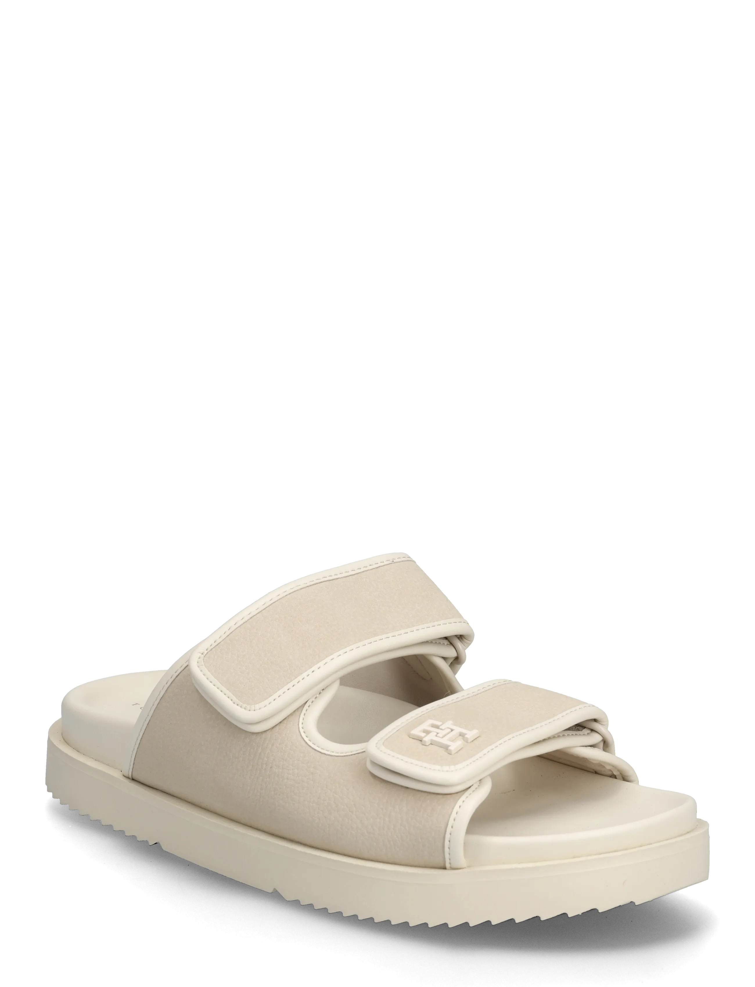 Tommy Hilfiger Double Strap Nubuck Sandal, 40, Cream, Sandaler > Flade Sandals, Dame