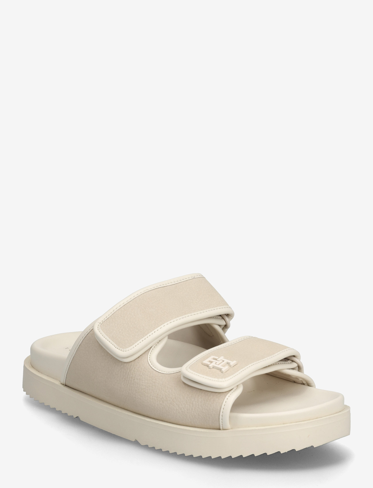 Tommy Hilfiger - DOUBLE STRAP NUBUCK SANDAL - flade sandaler - soft cream - 0