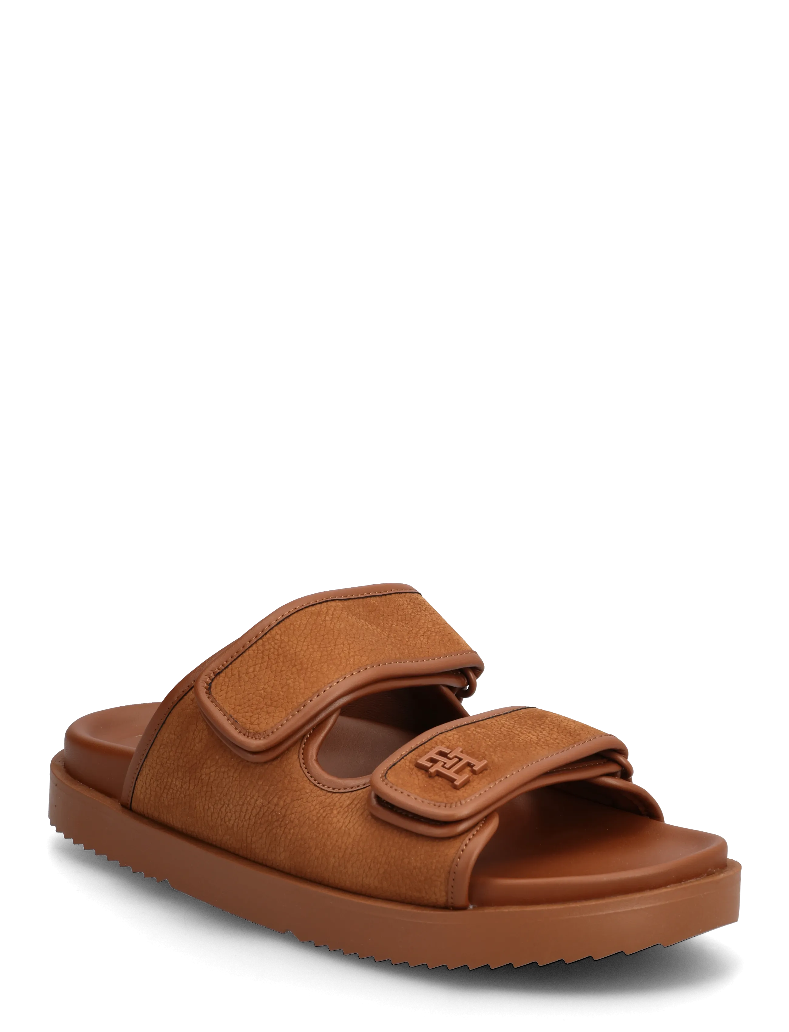 Tommy Hilfiger Double Strap Nubuck Sandal, 38, Brown, Sandaler > Flade Sandals, Dame