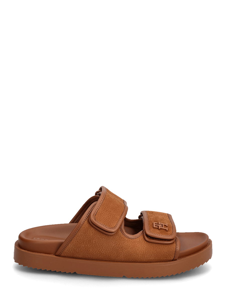 Tommy Hilfiger - DOUBLE STRAP NUBUCK SANDAL - flache sandalen - warm bronze - 1