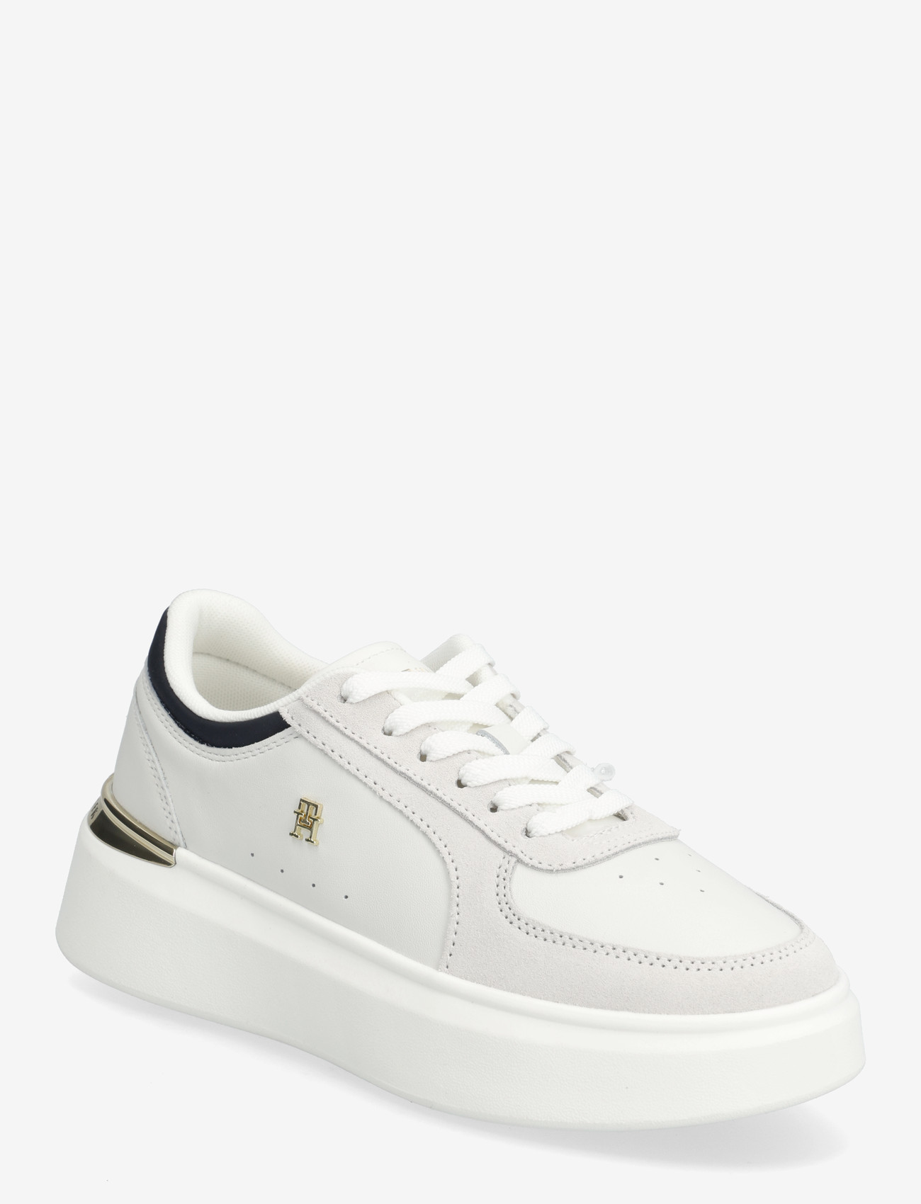 Tommy Hilfiger TH SATIN PLATFORM SNEAKER - Chunky Sneakers - ECRU SPACE BLUE / white