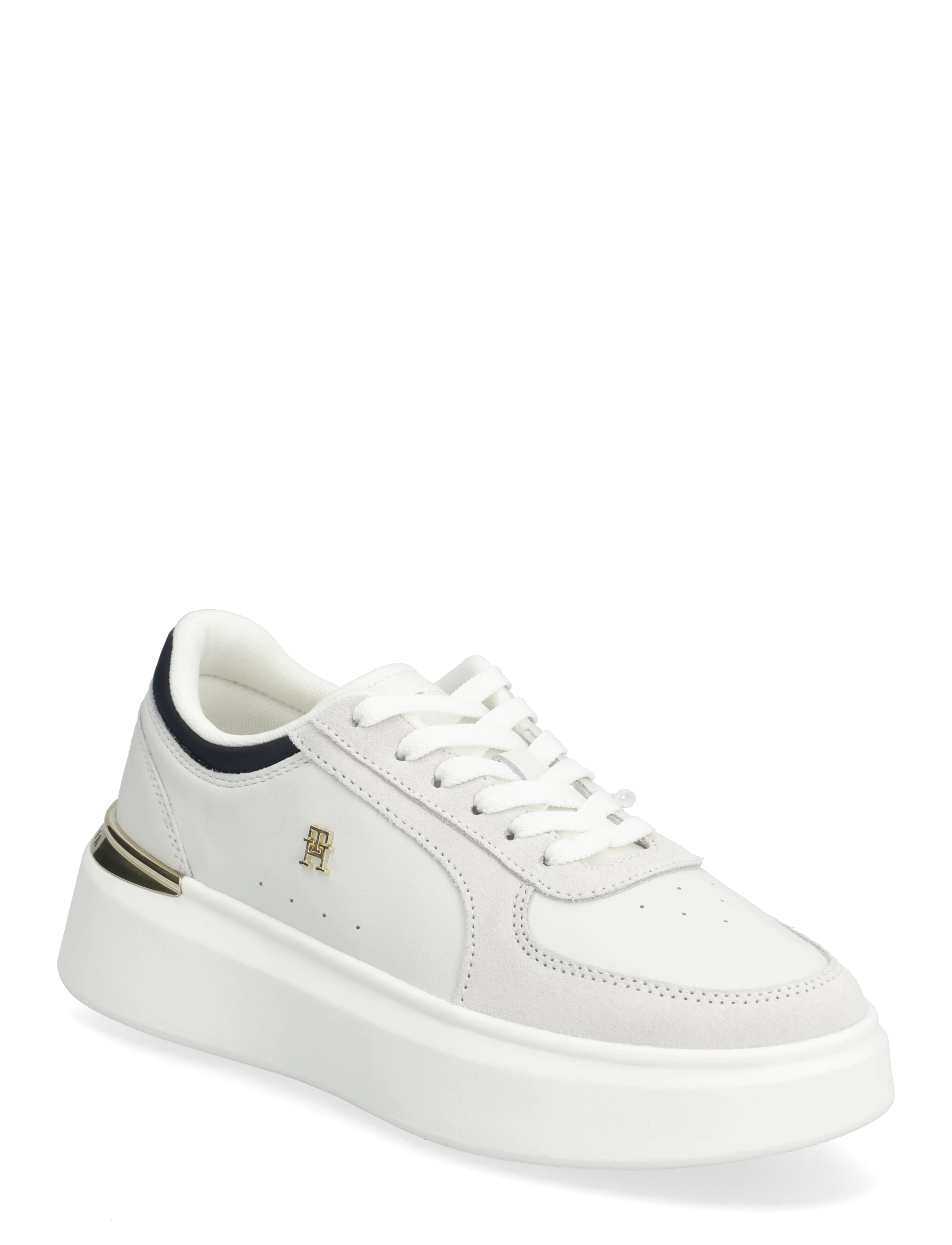 Tommy Hilfiger TH SATIN PLATFORM SNEAKER - Transitional Layering - ECRU SPACE BLUE / white