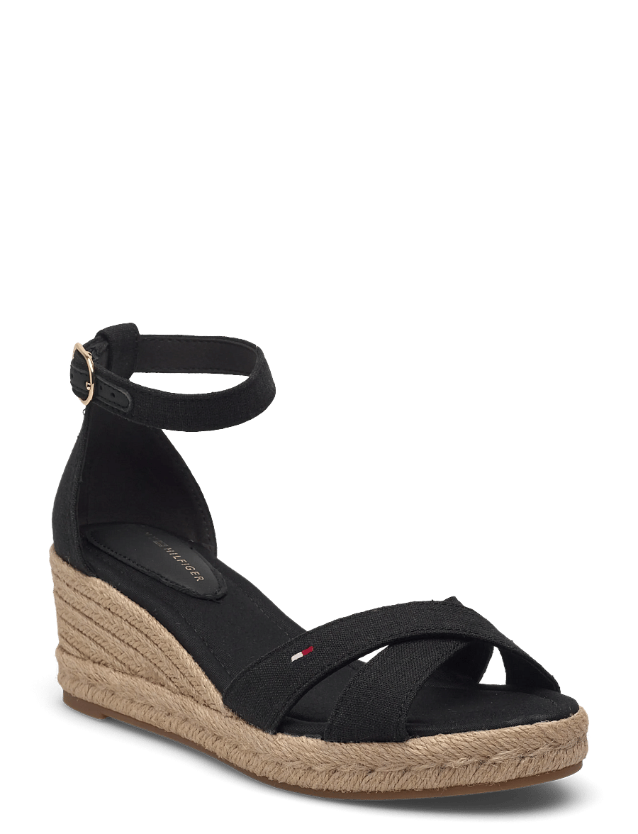 Tommy Hilfiger - MID WEDGE ESPAD X CROSS - espadrilles mit absatz - black - 0