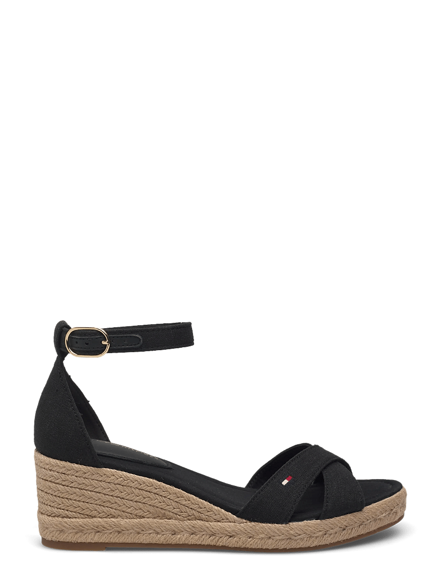 Tommy Hilfiger - MID WEDGE ESPAD X CROSS - espadrilles mit absatz - black - 1