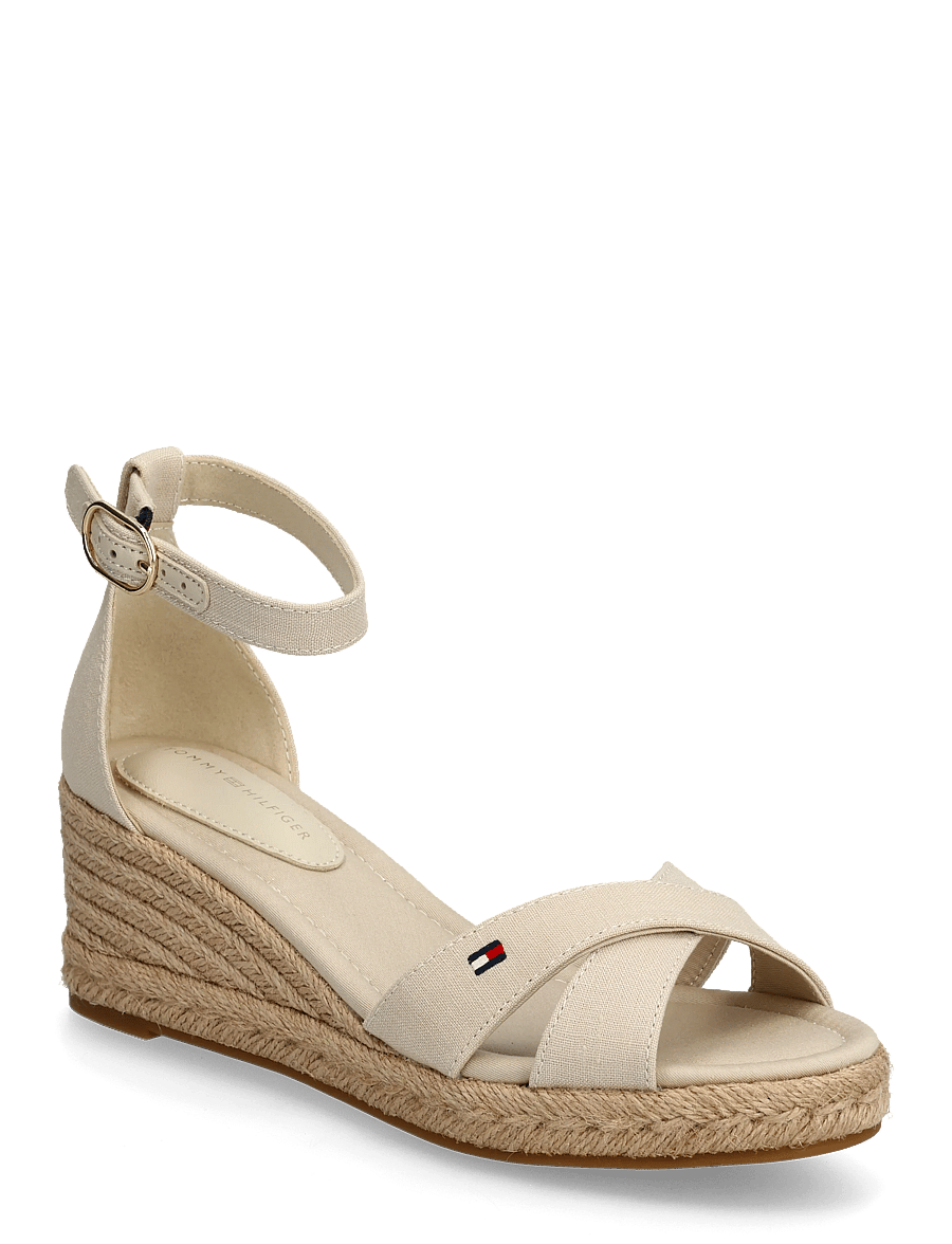 Tommy Hilfiger - MID WEDGE ESPAD X CROSS - espadrilles mit absatz - classic beige - 0