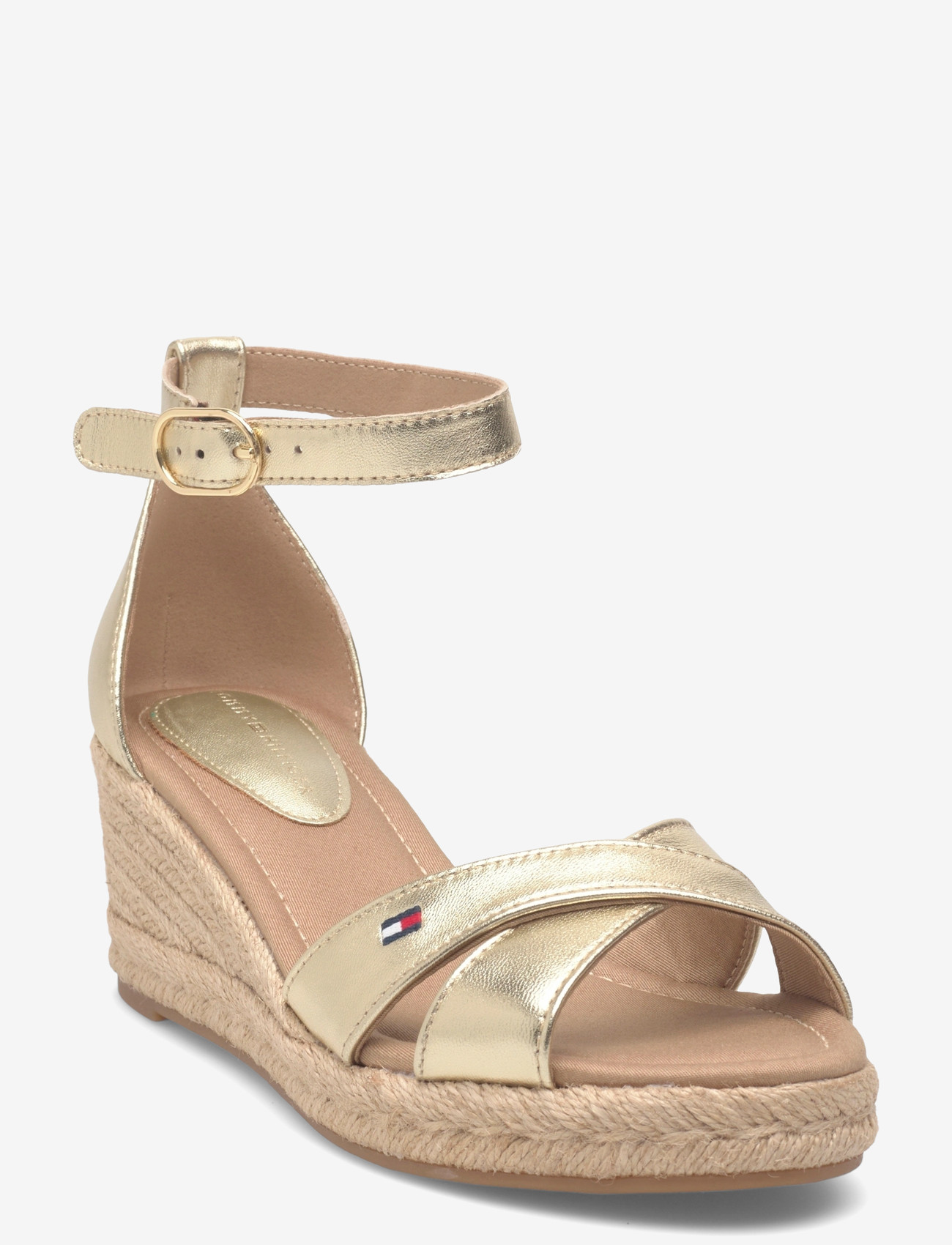 Tommy Hilfiger - MID WEDGE ESPAD X CROSS GOLD - espadrillos med klack - gold - 0