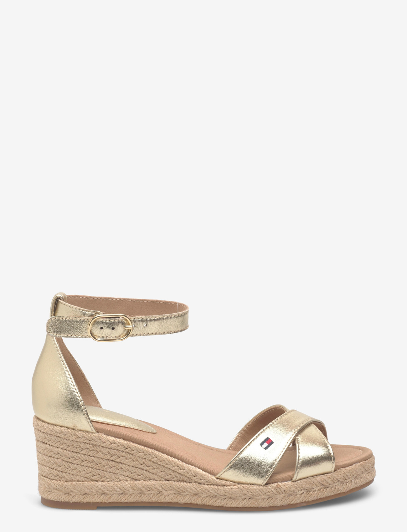 Tommy Hilfiger - MID WEDGE ESPAD X CROSS GOLD - espadrillos med klack - gold - 1