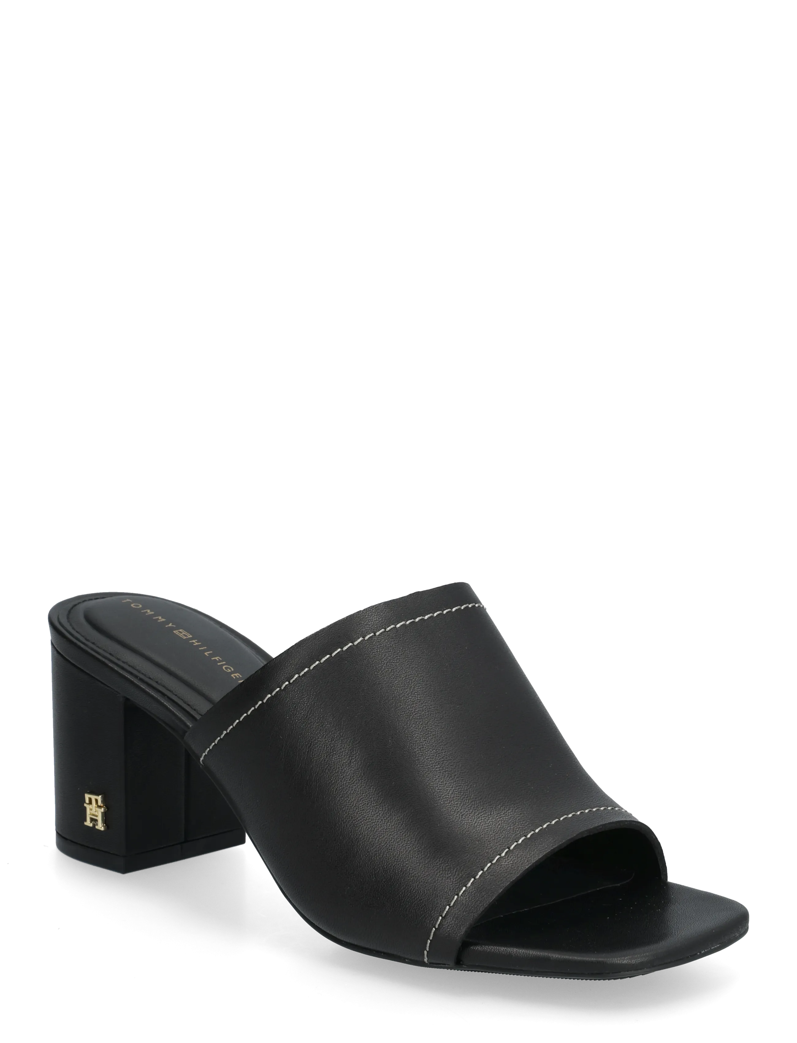Tommy Hilfiger TH BLOCK HEEL MULE LTH - Muiltjes & Instappers - BLACK / black