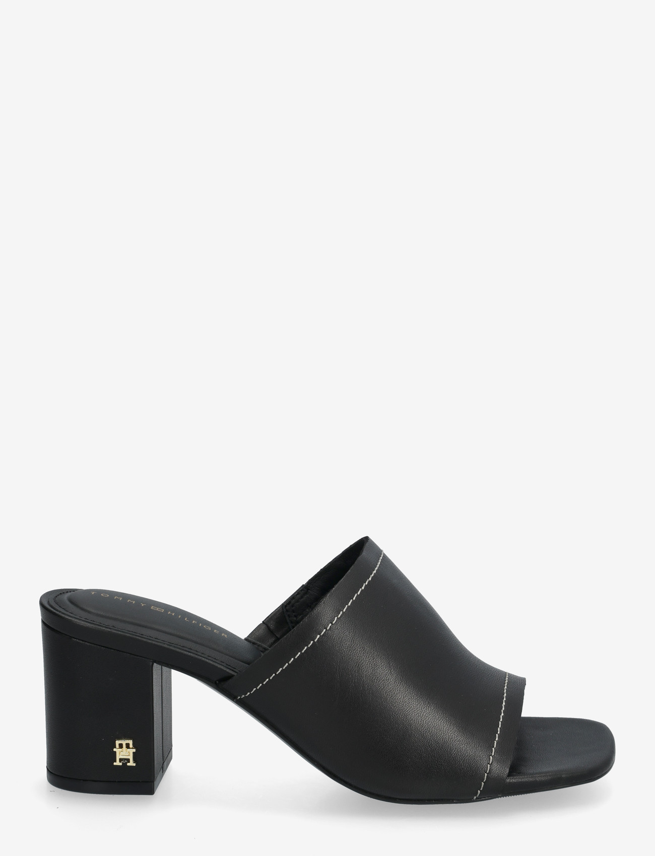 Tommy Hilfiger - TH BLOCK HEEL MULE LTH - mules med hæle - black - 1
