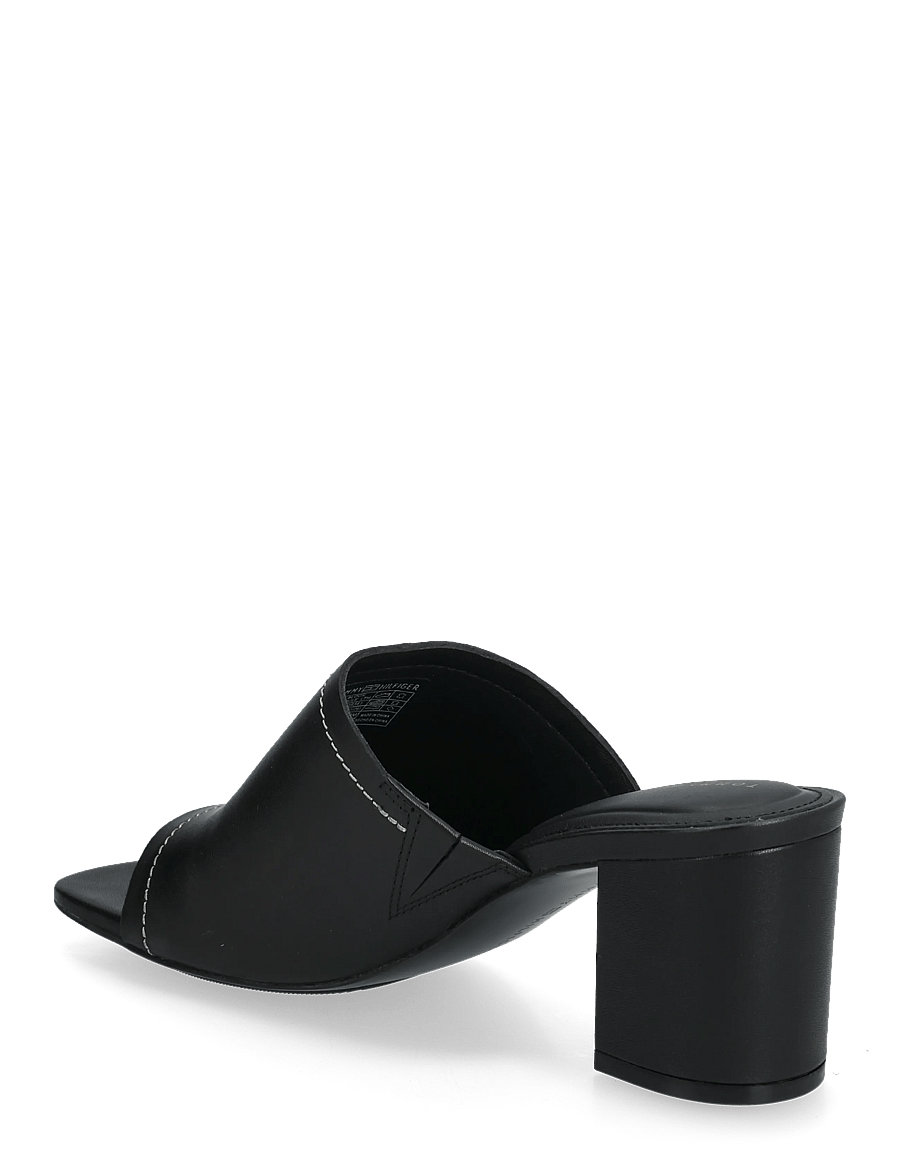 Tommy Hilfiger - TH BLOCK HEEL MULE LTH - pantoletten mit absatz - black - 2