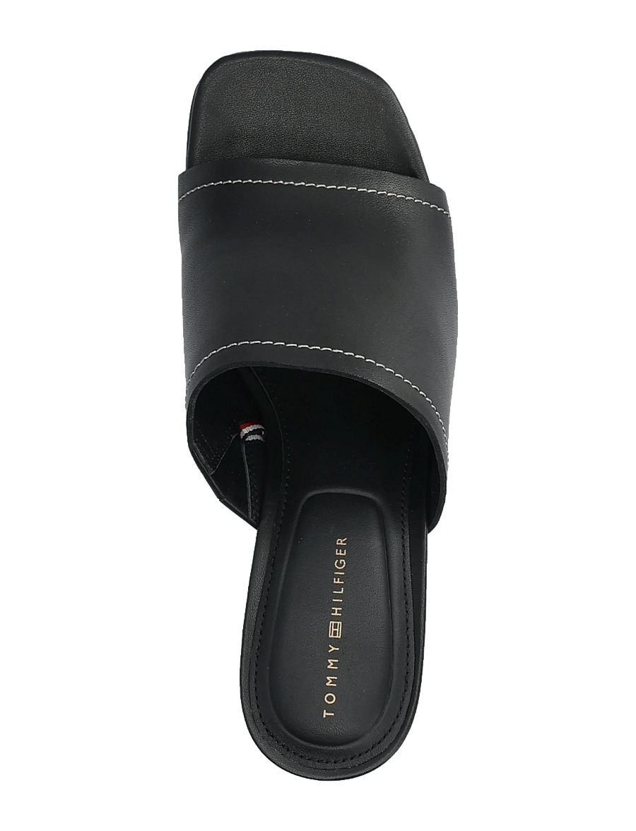 Tommy Hilfiger - TH BLOCK HEEL MULE LTH - pantoletten mit absatz - black - 3