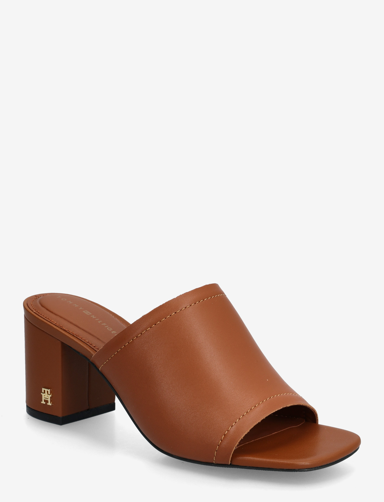 Tommy Hilfiger - TH BLOCK HEEL MULE LTH - kontsaga muula-stiilis jalanõud - warm bronze - 0