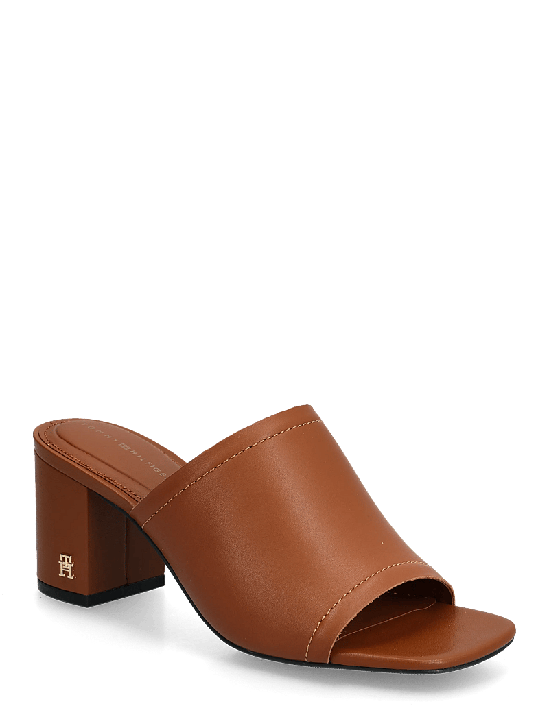 Tommy Hilfiger - TH BLOCK HEEL MULE LTH - mules med hæle - warm bronze - 0