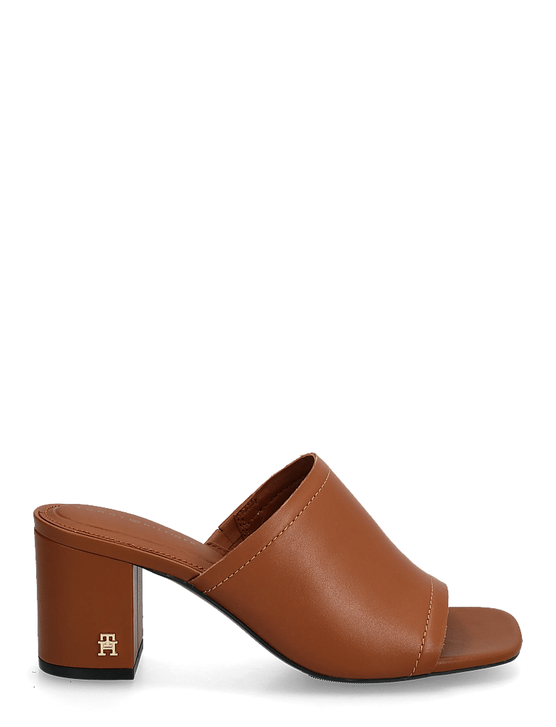 Tommy Hilfiger - TH BLOCK HEEL MULE LTH - mules med hæle - warm bronze - 1