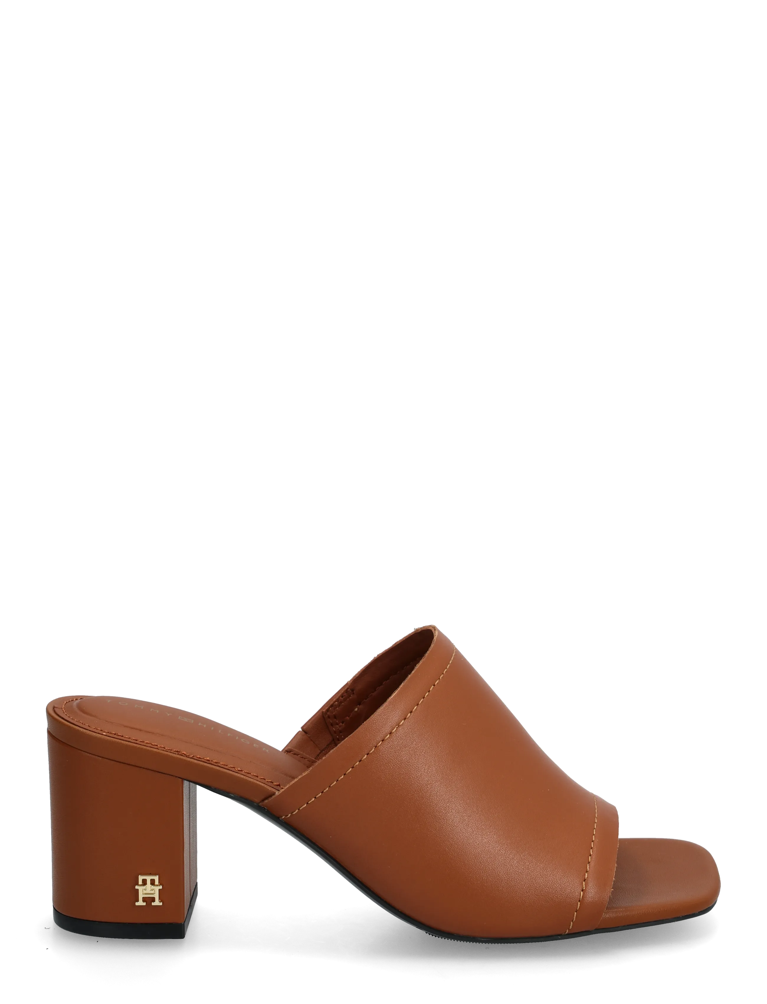 Tommy Hilfiger - TH BLOCK HEEL MULE LTH - pantoletten mit absatz - warm bronze - 1