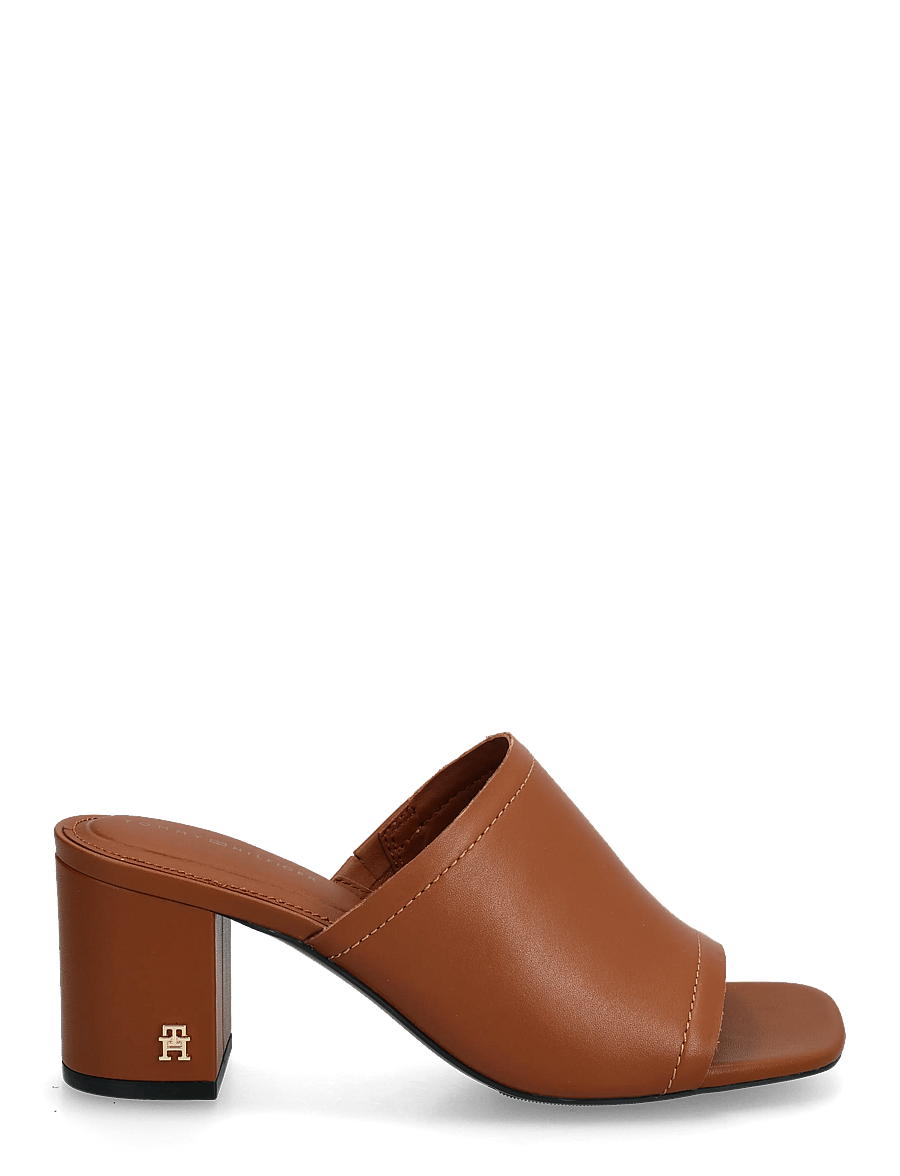 Tommy Hilfiger - TH BLOCK HEEL MULE LTH - pantoletten mit absatz - warm bronze - 1