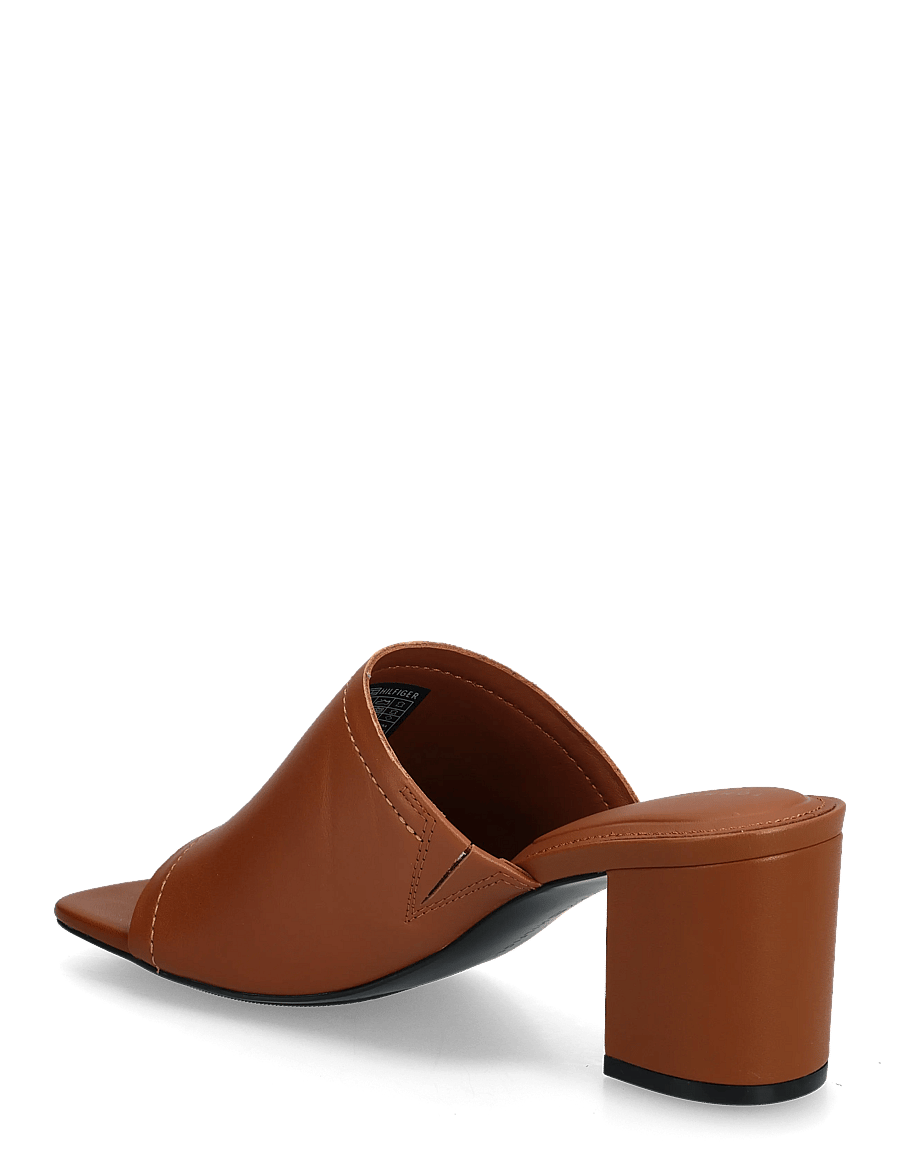Tommy Hilfiger - TH BLOCK HEEL MULE LTH - pantoletten mit absatz - warm bronze - 2