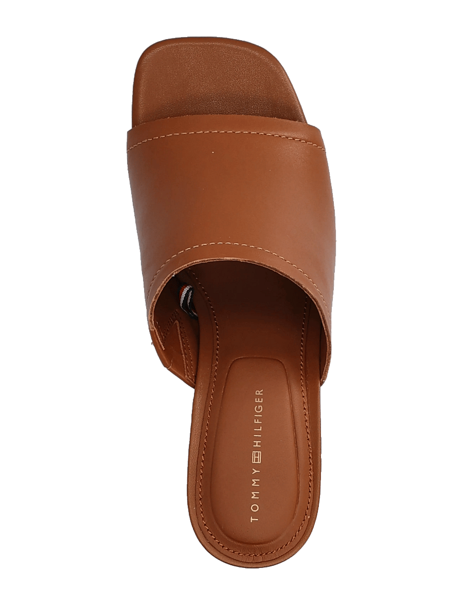 Tommy Hilfiger - TH BLOCK HEEL MULE LTH - pantoletten mit absatz - warm bronze - 3