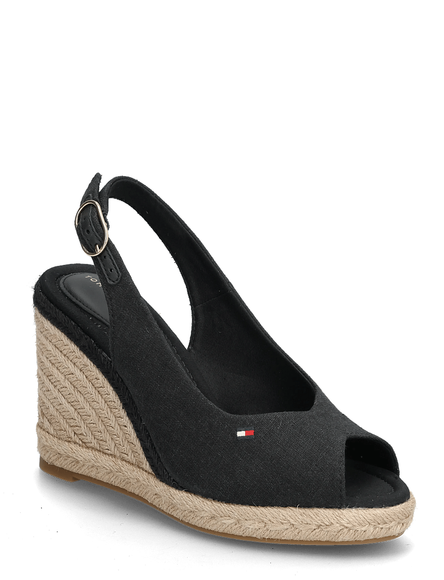 Tommy Hilfiger - FLAG HIGH WEDGE ESPAD SLINGBACK - konfirmation - black - 0