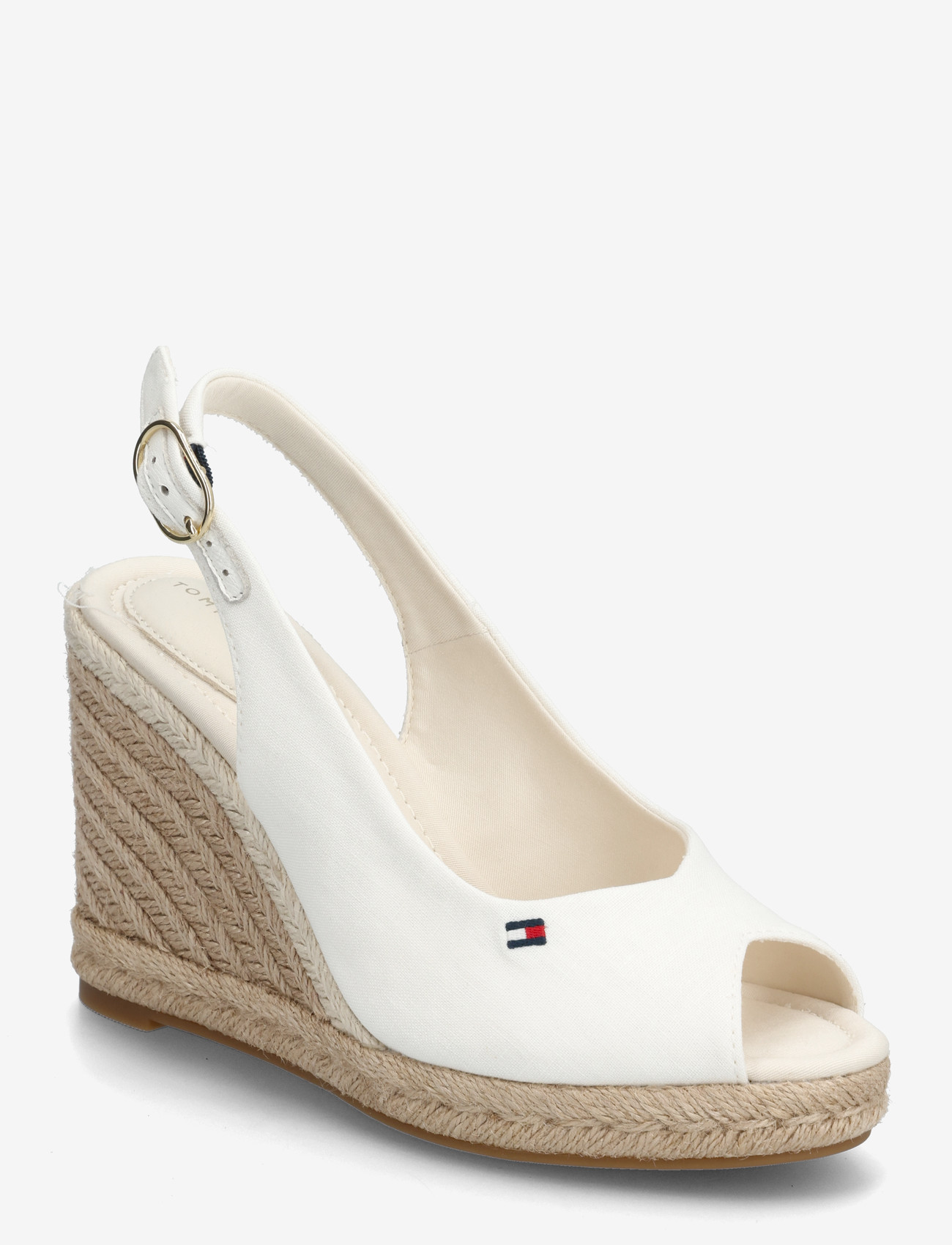 Tommy Hilfiger - FLAG HIGH WEDGE ESPAD SLINGBACK - heeled slingbacks - ecru - 0