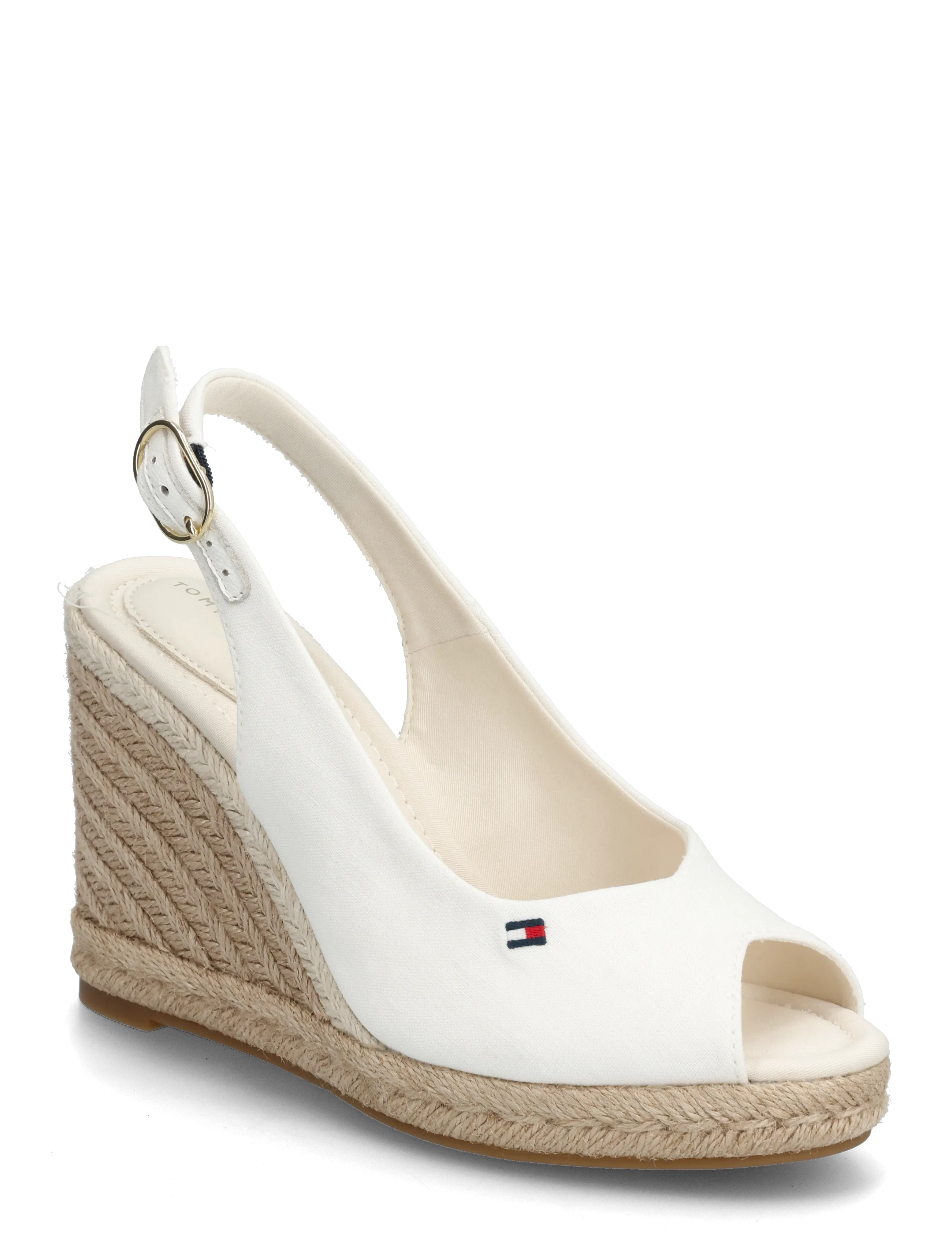 Tommy Hilfiger FLAG HIGH WEDGE ESPAD SLINGBACK - Sko - ECRU / white