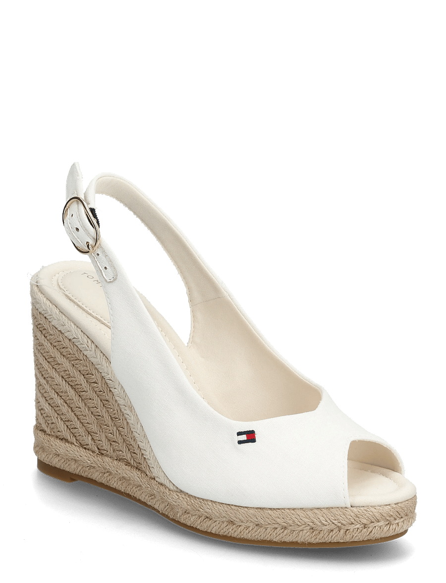 Tommy Hilfiger - FLAG HIGH WEDGE ESPAD SLINGBACK - konfirmation - ecru - 0