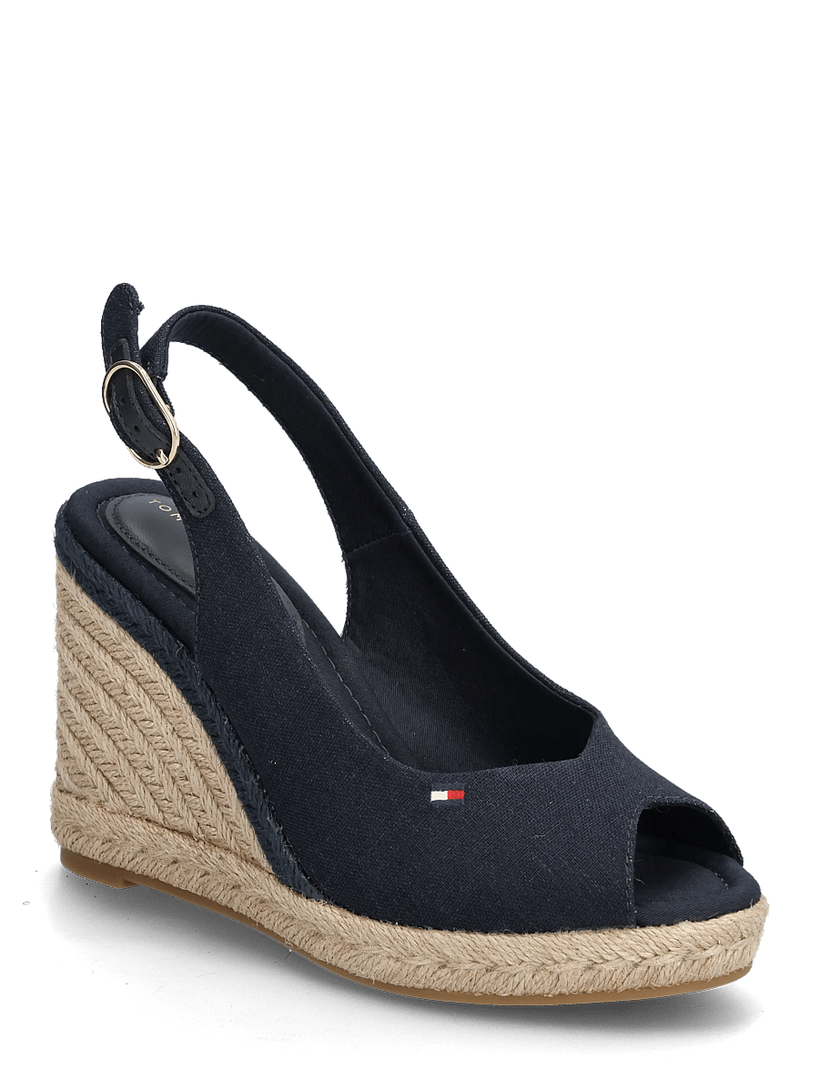 Tommy Hilfiger - FLAG HIGH WEDGE ESPAD SLINGBACK - konfirmation - space blue - 0