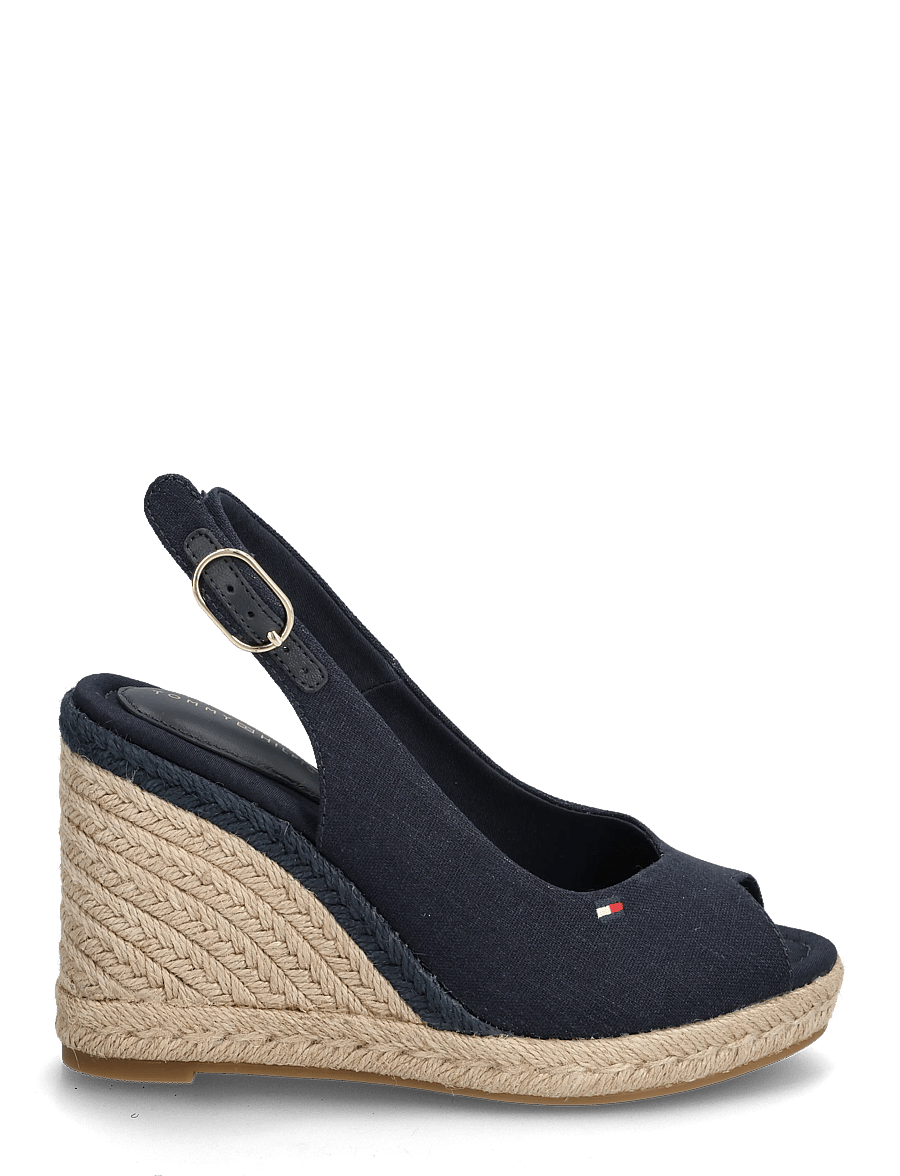 Tommy Hilfiger - FLAG HIGH WEDGE ESPAD SLINGBACK - konfirmation - space blue - 1