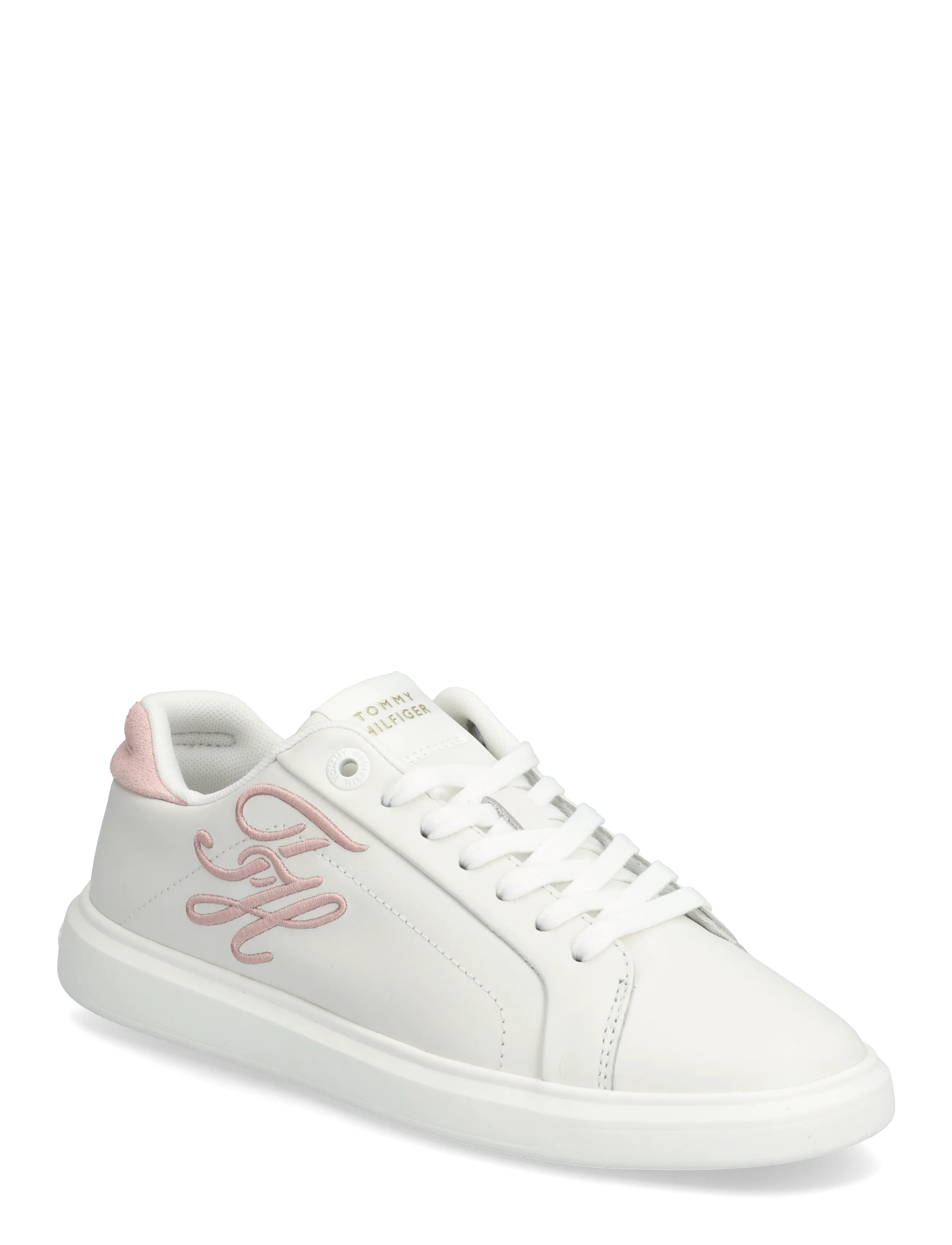 Tommy Hilfiger TH ICON COURT SCRIPT - Sneakers - ECRU FOGGY PINK / white