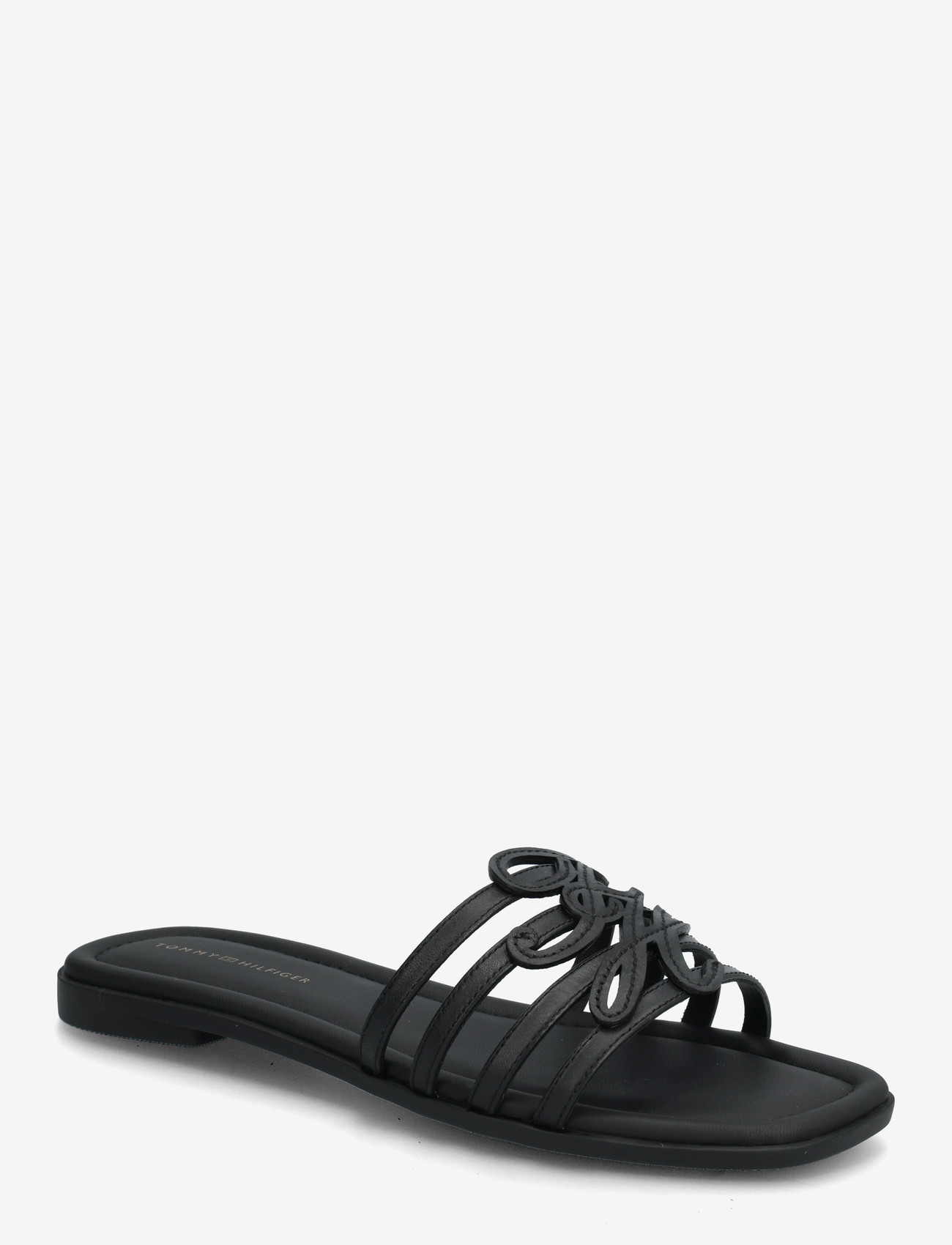 Tommy Hilfiger - TH SCRIPT FLAT MULE LTH - flat mules - black - 0