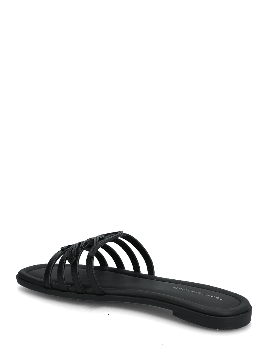 Tommy Hilfiger - TH SCRIPT FLAT MULE LTH - flade mules - black - 2