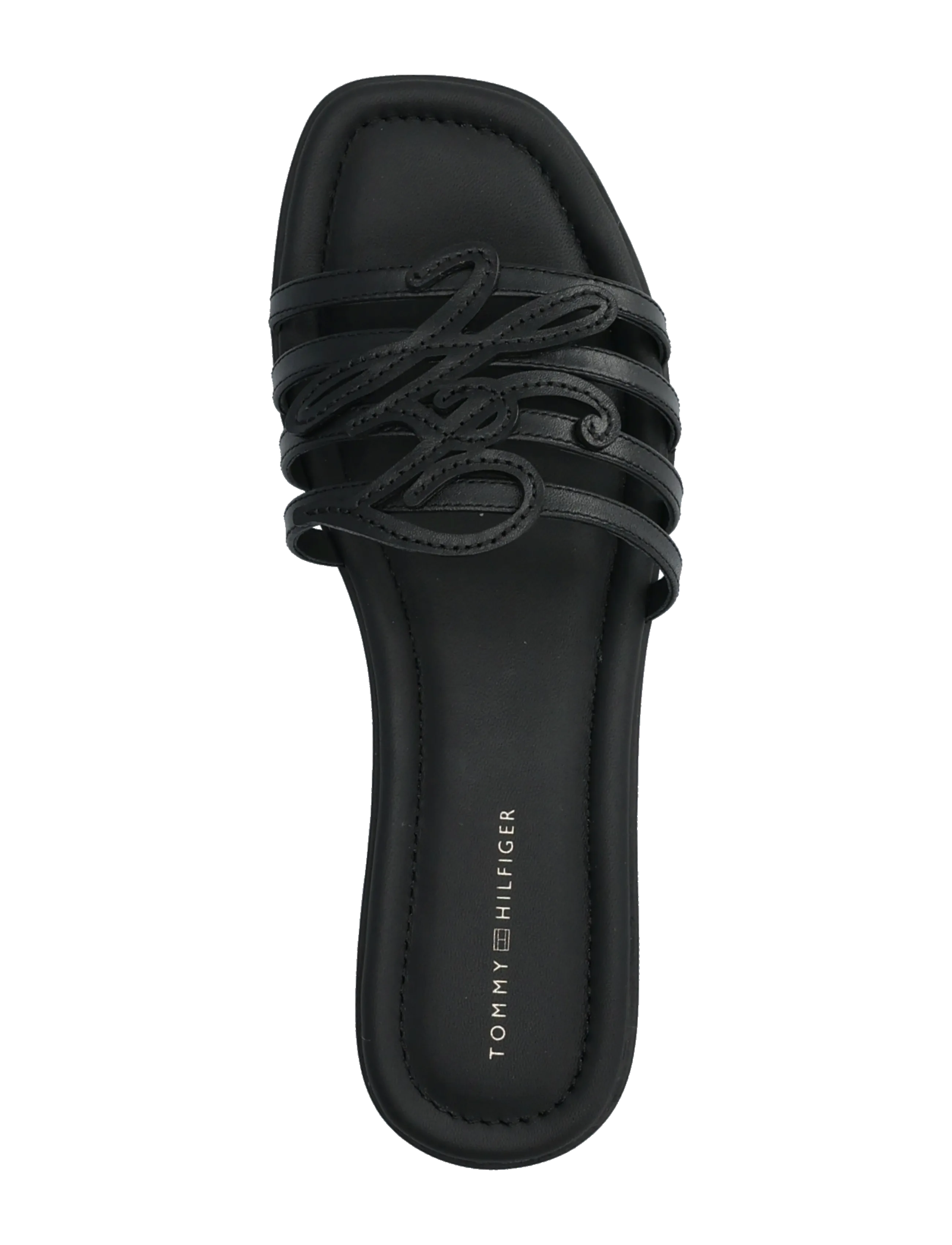 Tommy Hilfiger - TH SCRIPT FLAT MULE LTH - flade mules - black - 3