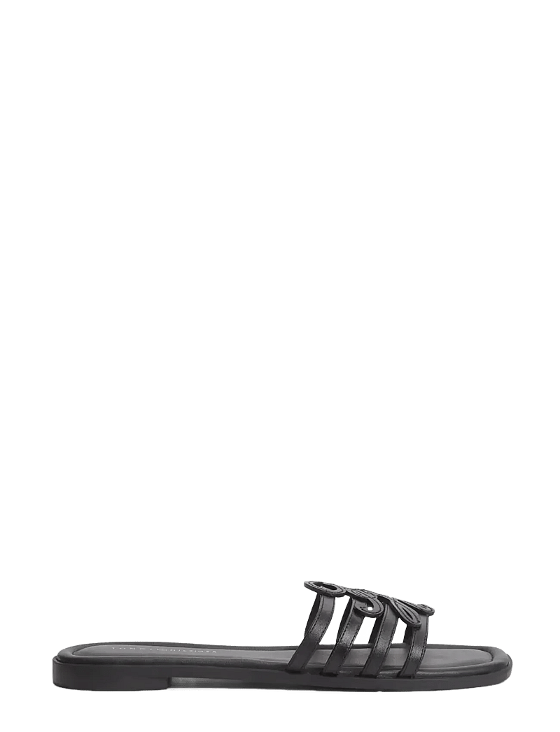 Tommy Hilfiger - TH SCRIPT FLAT MULE LTH - flat mules - black - 5