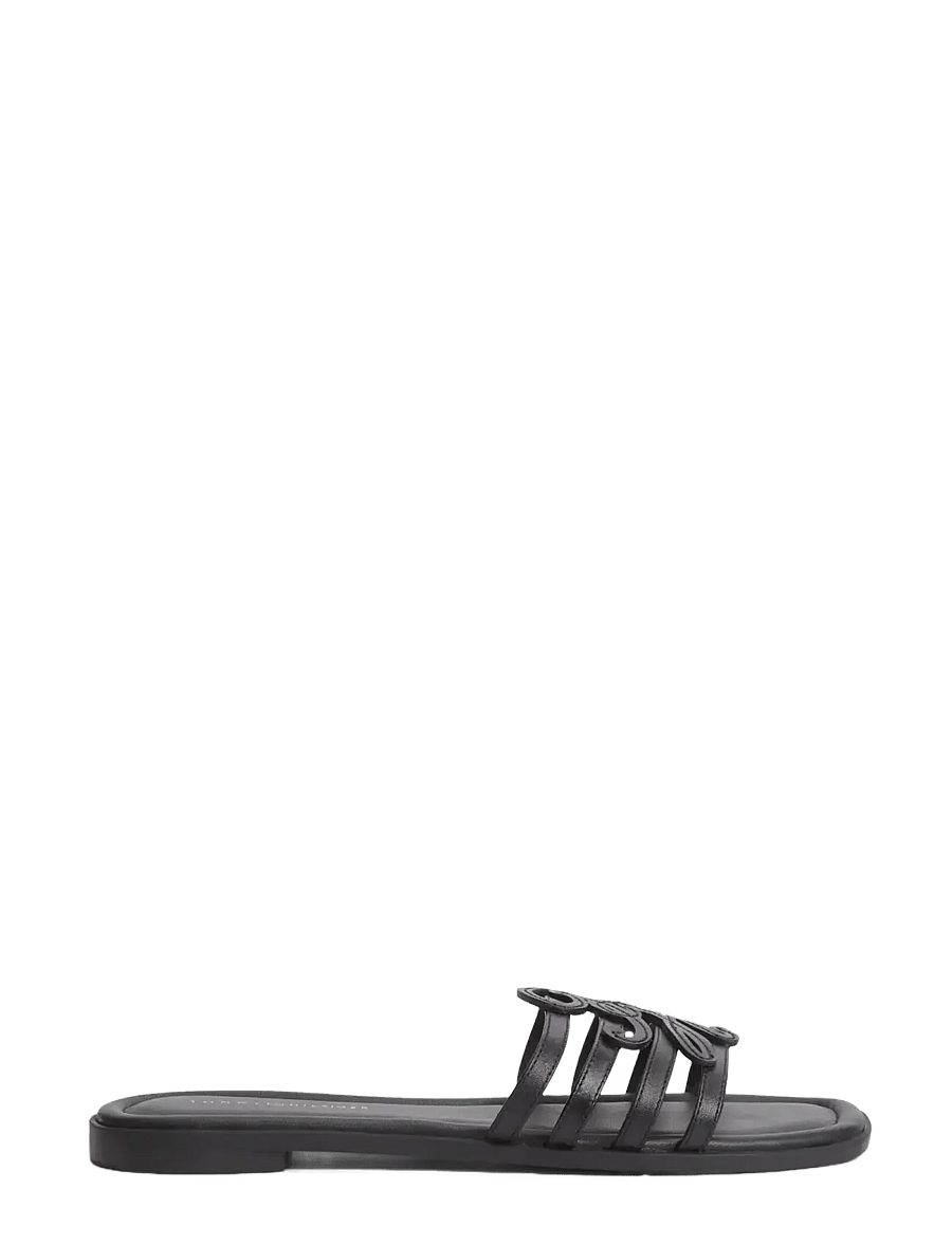 Tommy Hilfiger - TH SCRIPT FLAT MULE LTH - flade mules - black - 5