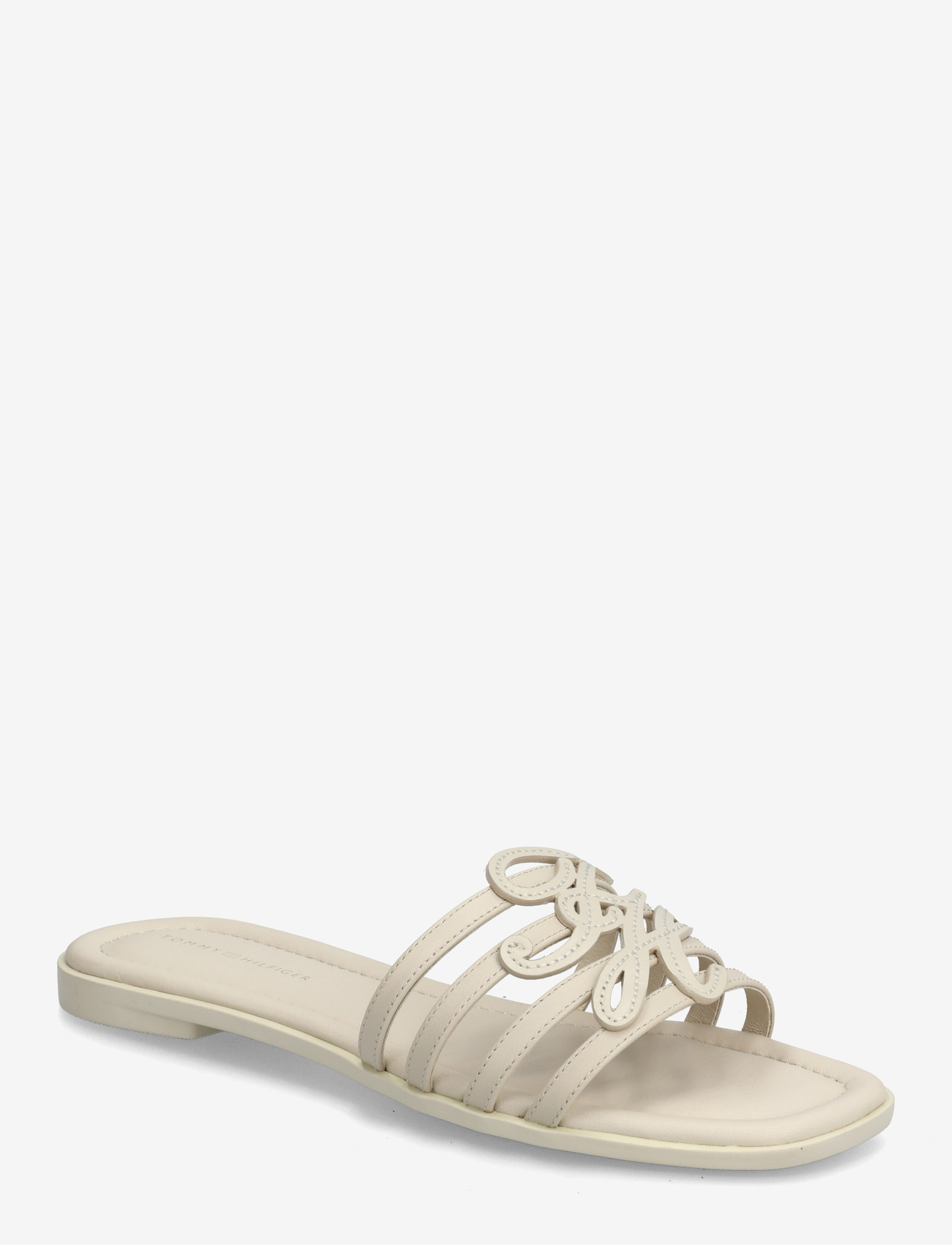 Tommy Hilfiger - TH SCRIPT FLAT MULE LTH - flat mules - classic beige - 0