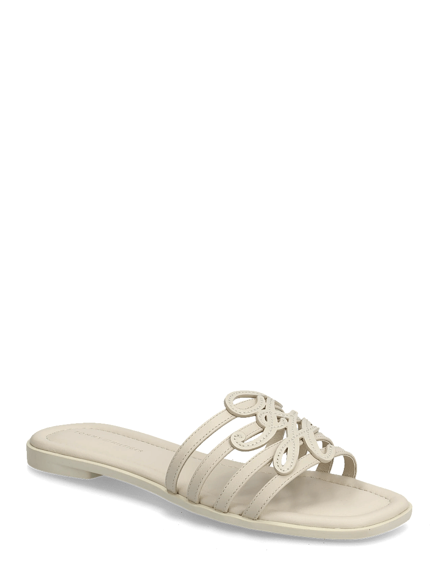 Tommy Hilfiger - TH SCRIPT FLAT MULE LTH - flade mules - classic beige - 0