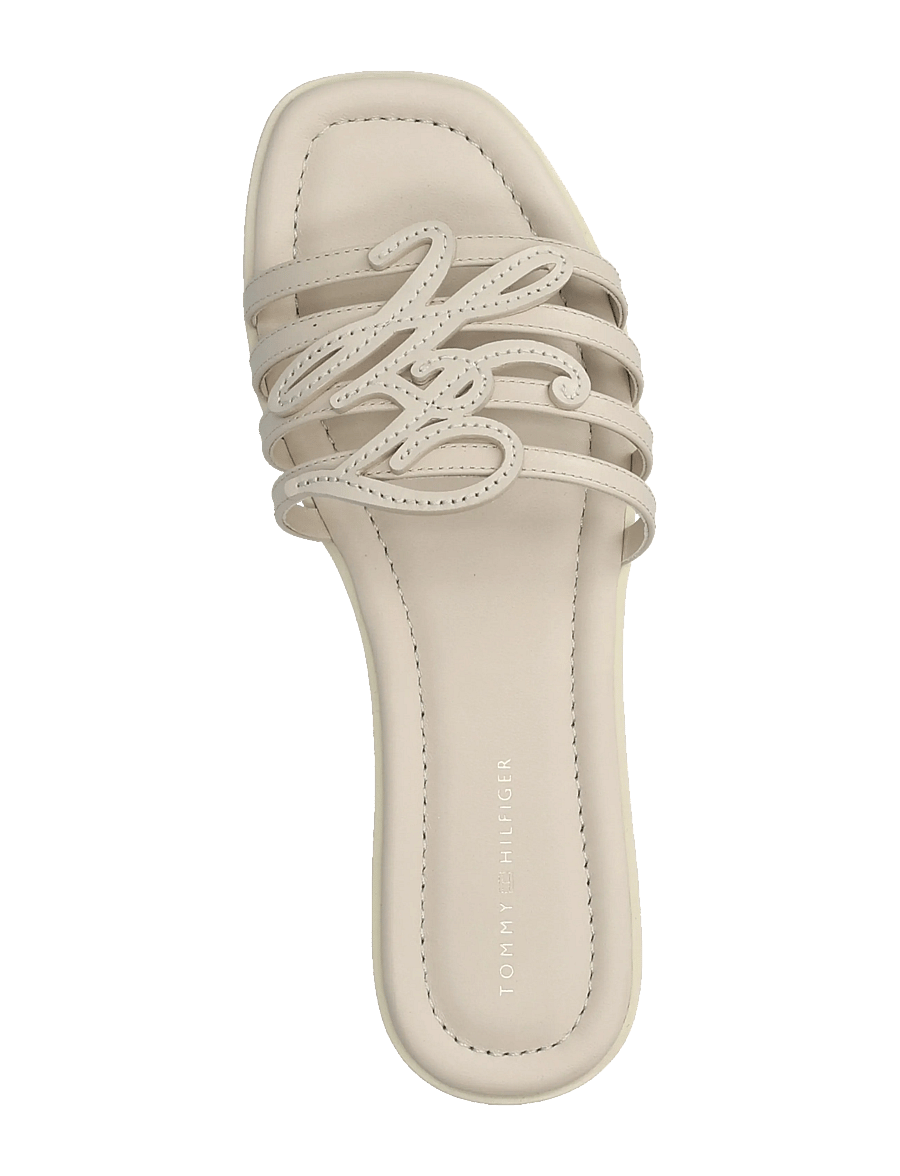 Tommy Hilfiger - TH SCRIPT FLAT MULE LTH - flade mules - classic beige - 3