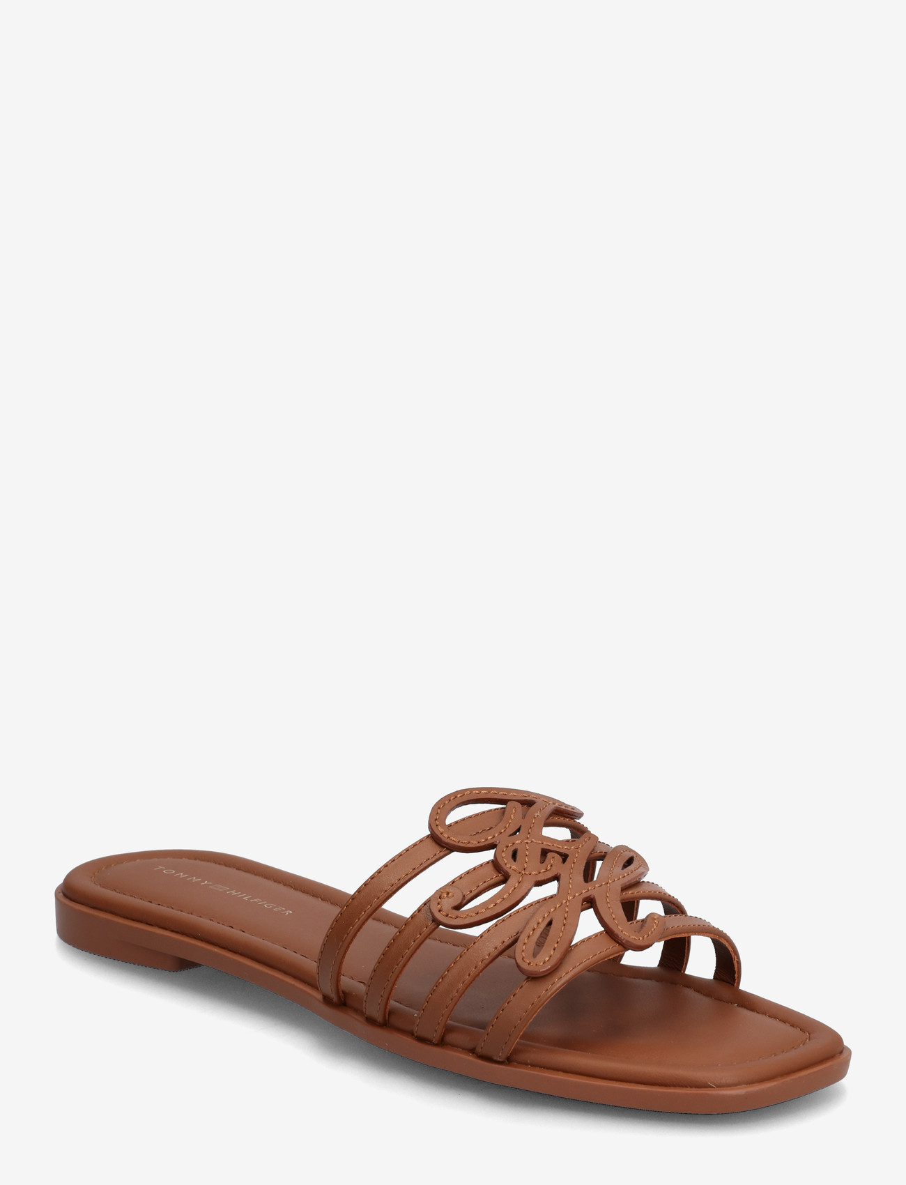 Tommy Hilfiger - TH SCRIPT FLAT MULE LTH - flache pantoletten - warm bronze - 0