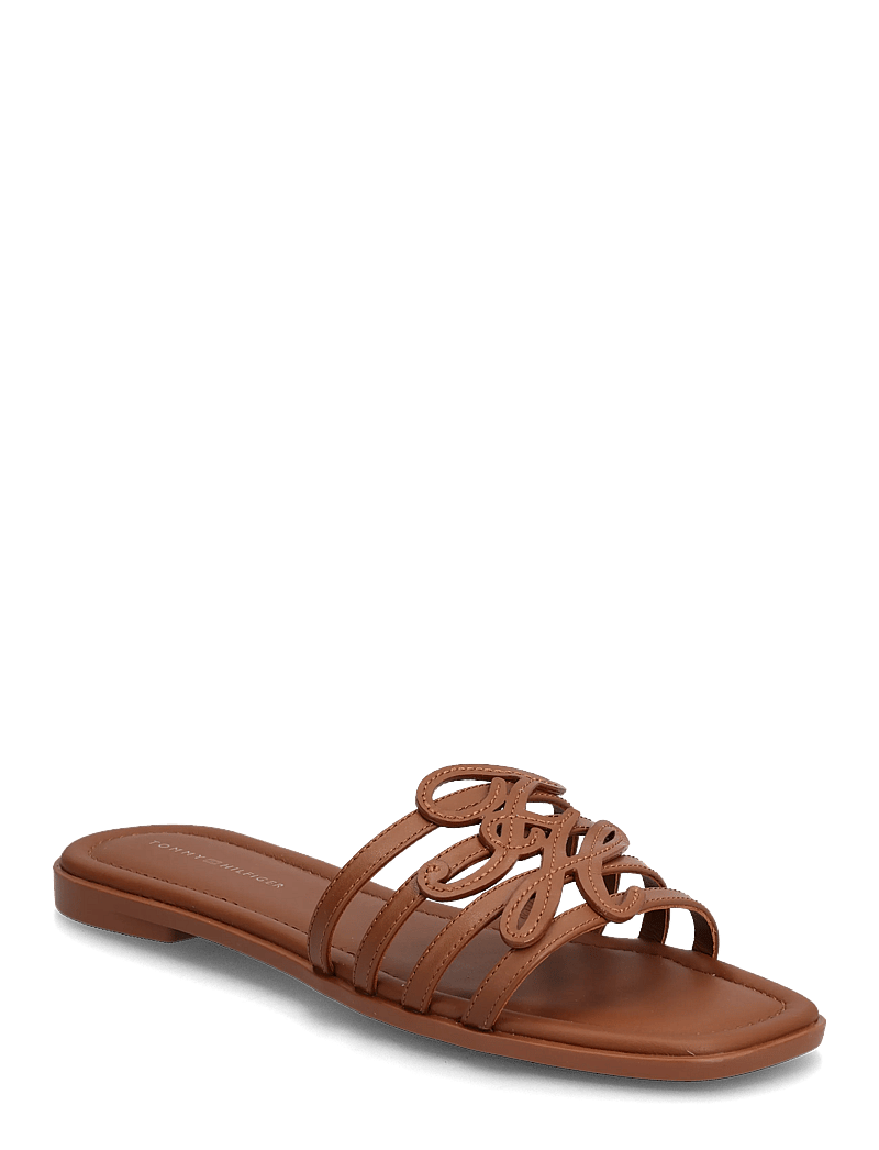 Tommy Hilfiger - TH SCRIPT FLAT MULE LTH - flache pantoletten - warm bronze - 0