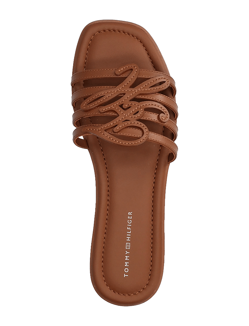 Tommy Hilfiger - TH SCRIPT FLAT MULE LTH - flache pantoletten - warm bronze - 3