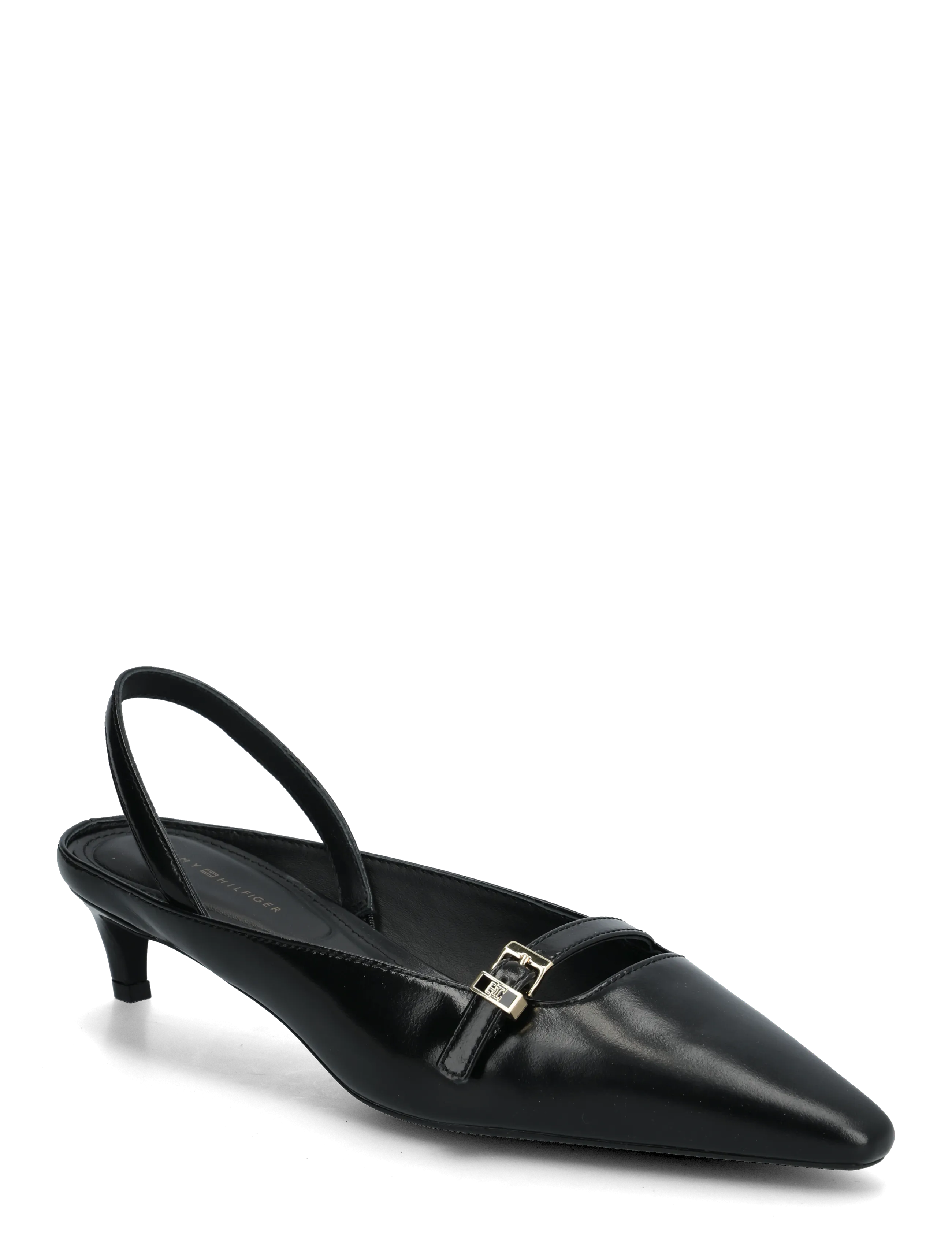 Tommy Hilfiger Th Buckle Kitten Slingback Pump, 41, Black, Hæle > Pumps, Dame