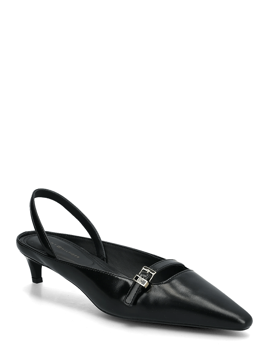 Tommy Hilfiger - TH BUCKLE KITTEN SLINGBACK PUMP - slingbacks med hæle - black - 0