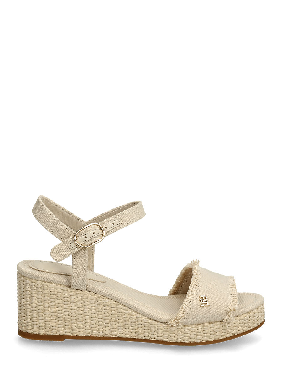 Tommy Hilfiger - MID WOVEN WEDGE ESPAD FRINGE - espadrilles mit absatz - classic beige - 1