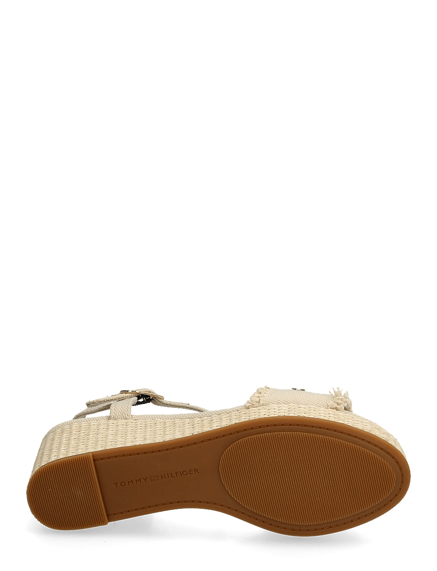 Tommy Hilfiger - MID WOVEN WEDGE ESPAD FRINGE - espadrilles mit absatz - classic beige - 4
