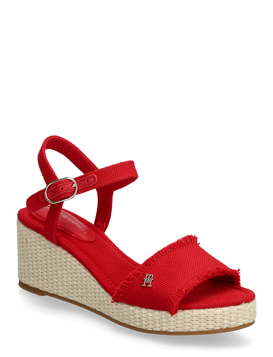 Tommy Hilfiger - MID WOVEN WEDGE ESPAD FRINGE - espadrilles mit absatz - primary red - 0