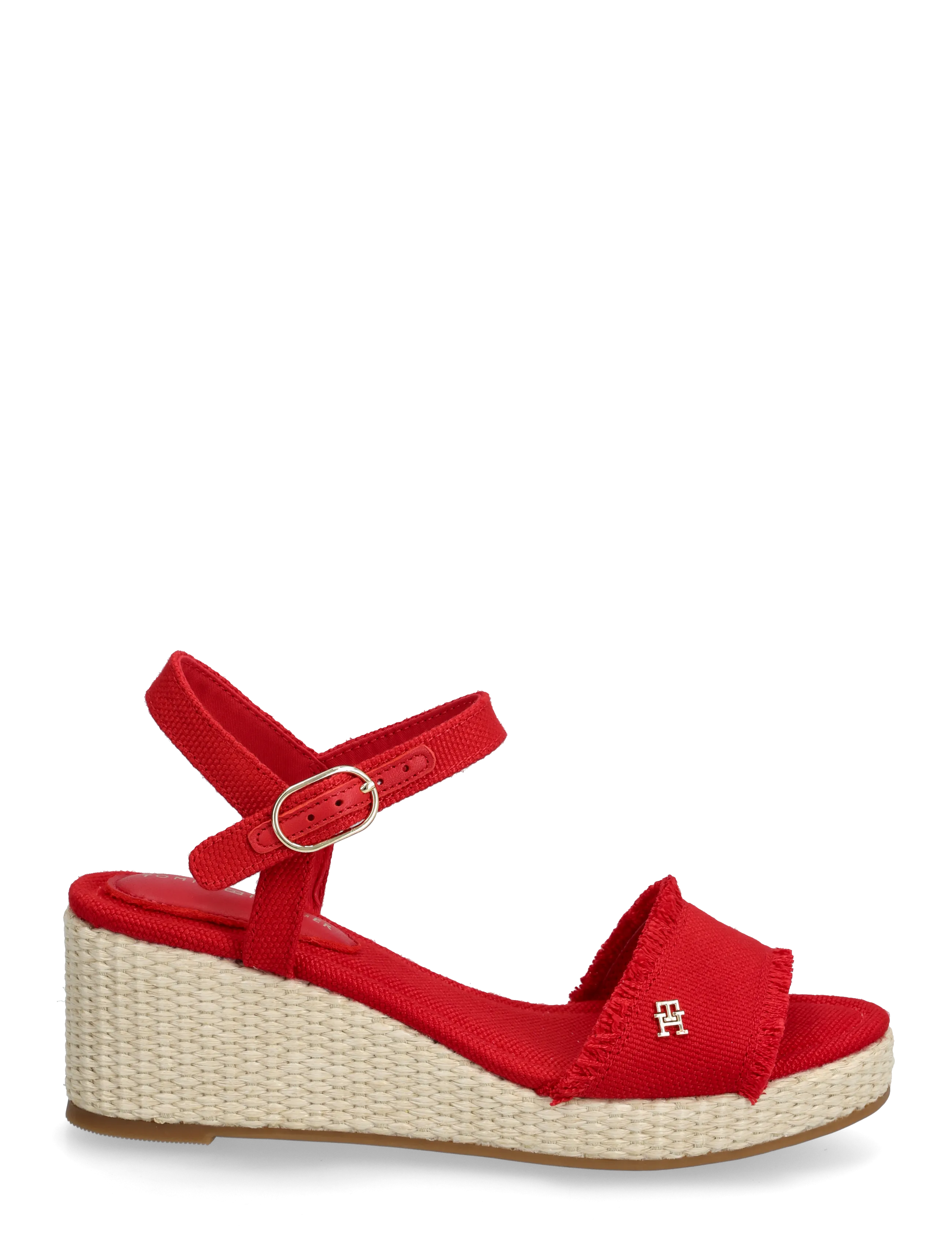 Tommy Hilfiger - MID WOVEN WEDGE ESPAD FRINGE - højhælede espadrillos - primary red - 1