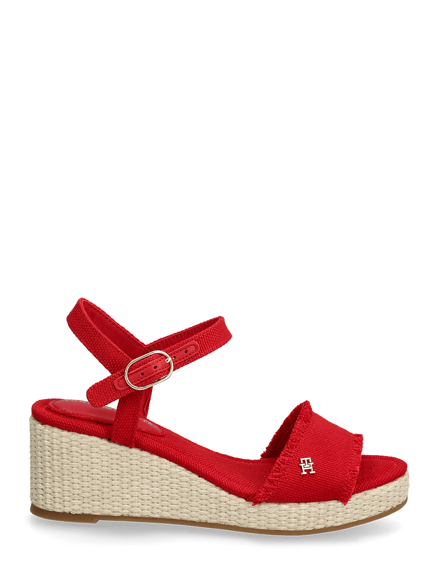 Tommy Hilfiger - MID WOVEN WEDGE ESPAD FRINGE - espadrilles mit absatz - primary red - 1