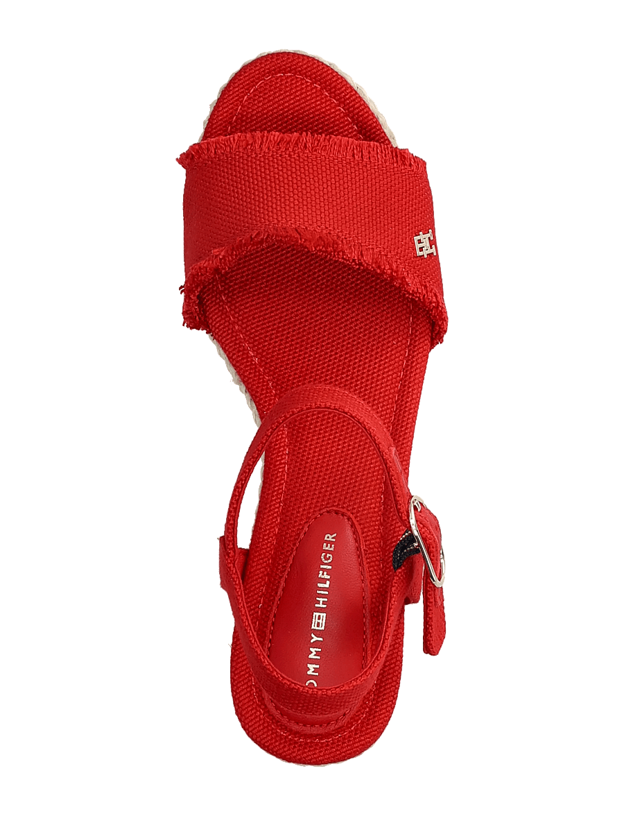 Tommy Hilfiger - MID WOVEN WEDGE ESPAD FRINGE - espadrilles mit absatz - primary red - 3