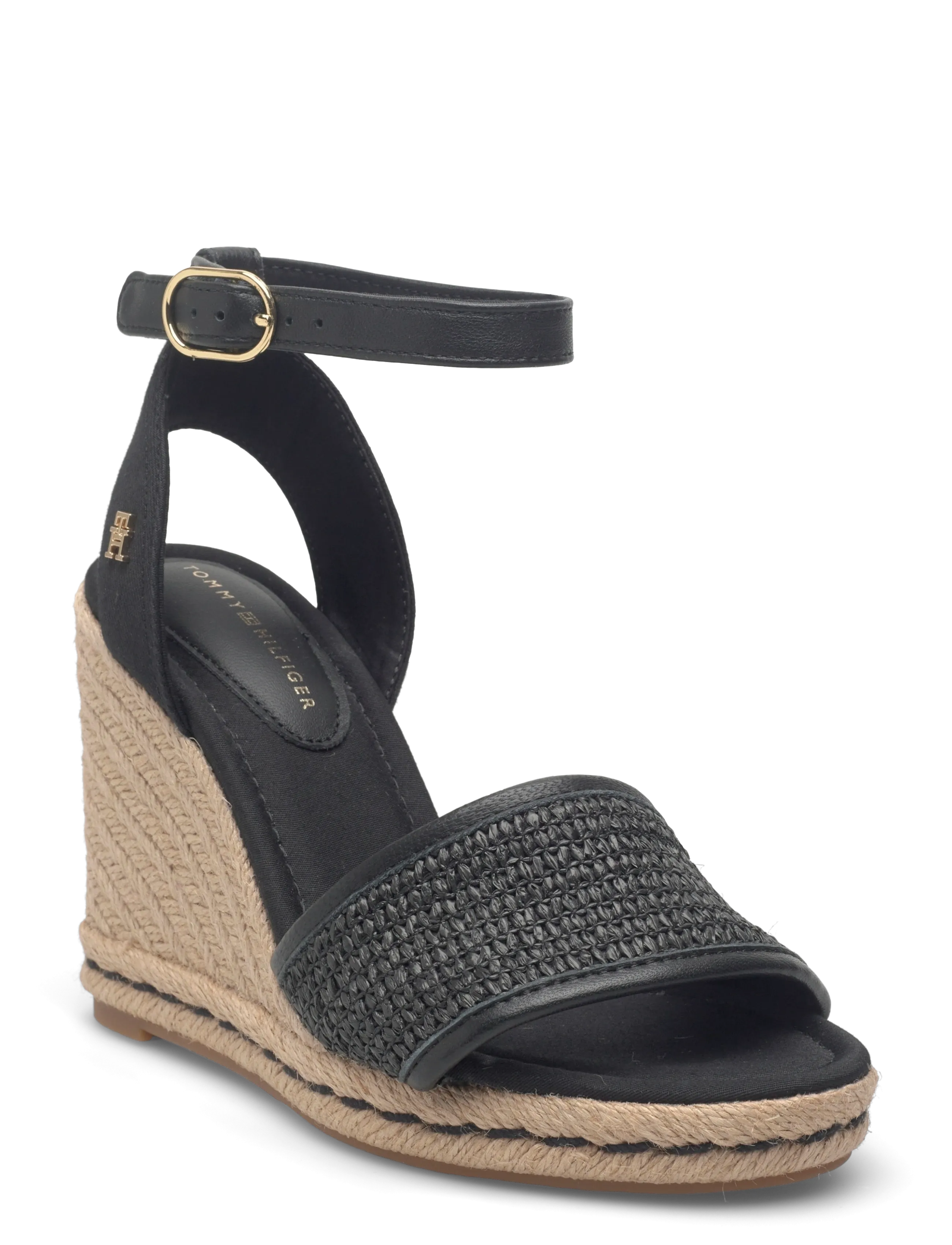 Tommy Hilfiger HIGH WEDGE ESPAD RAFFIA - Platvormkingad - BLACK / black