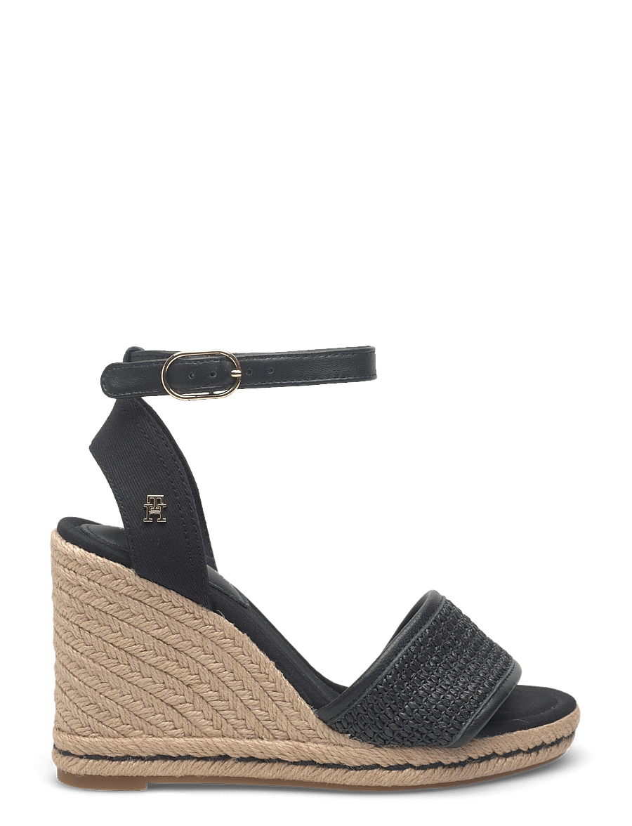 Tommy Hilfiger - HIGH WEDGE ESPAD RAFFIA - espadrilles mit absatz - black - 1